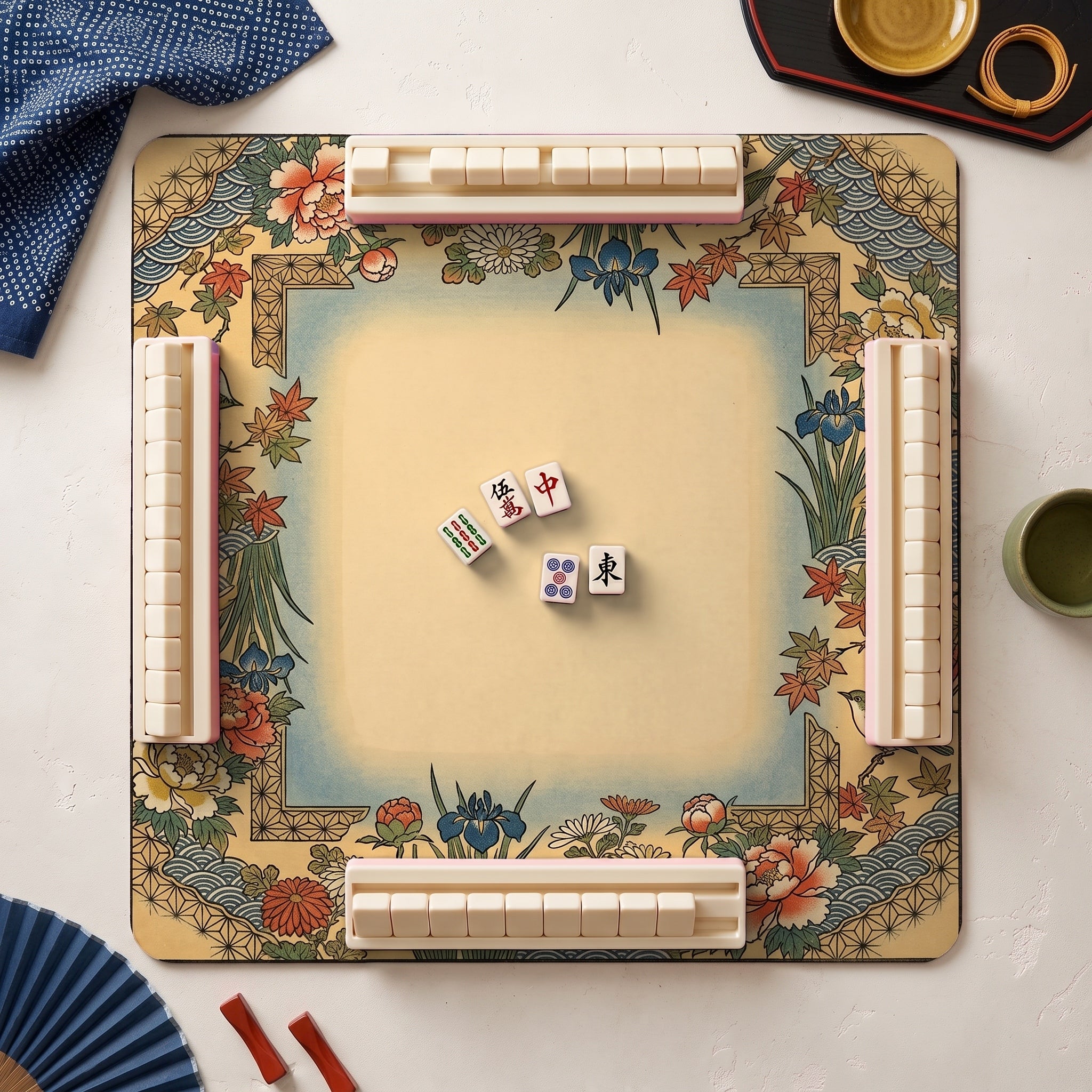 Ukiyoe Peony Mahjong Mat — hero