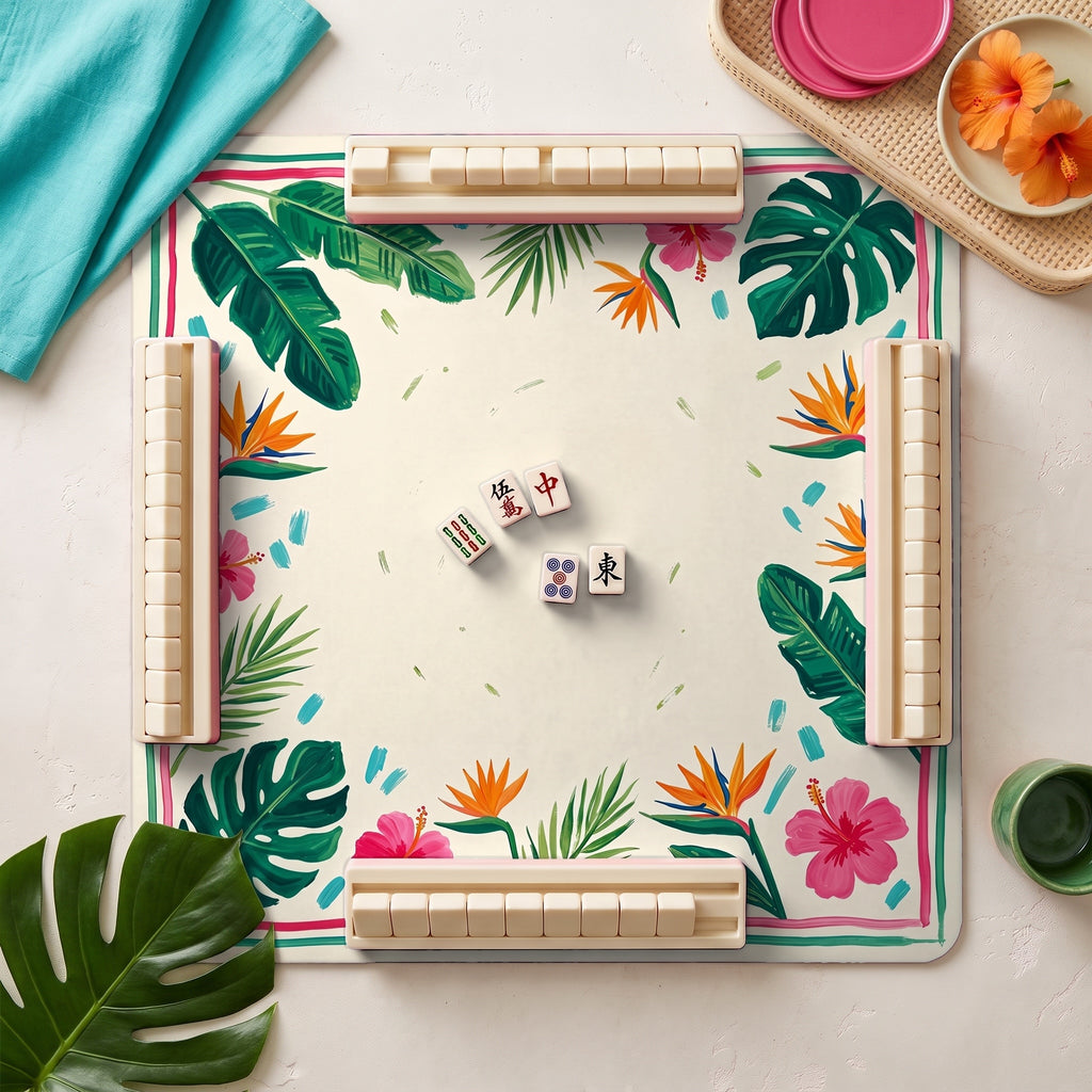 Monstera Hibiscus Mahjong Mat — hero