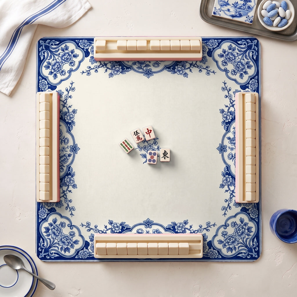 Delft Cartouche Mahjong Mat — hero