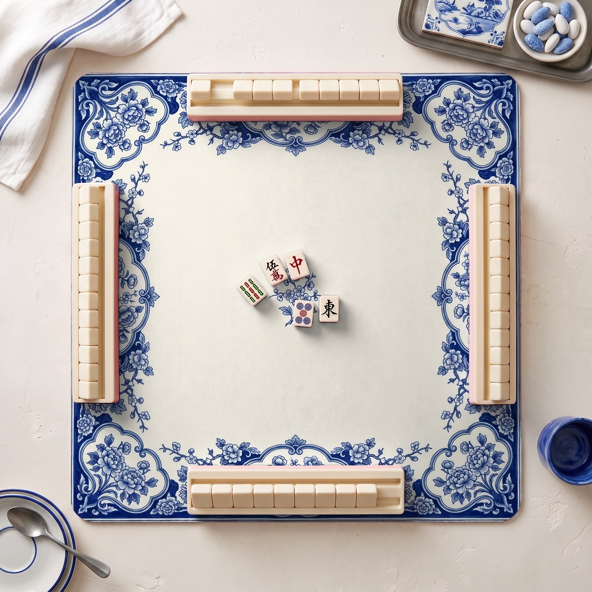Delft Cartouche Mahjong Mat — hero