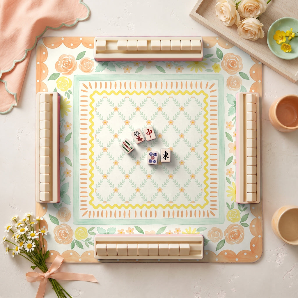 Peach Posy Mahjong Mat — hero