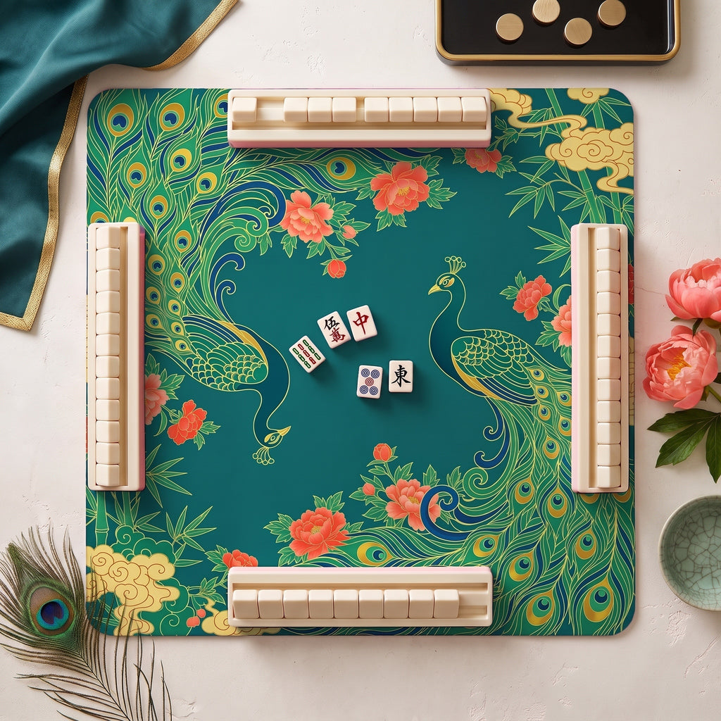 Peacock Teal Mahjong Mat — hero