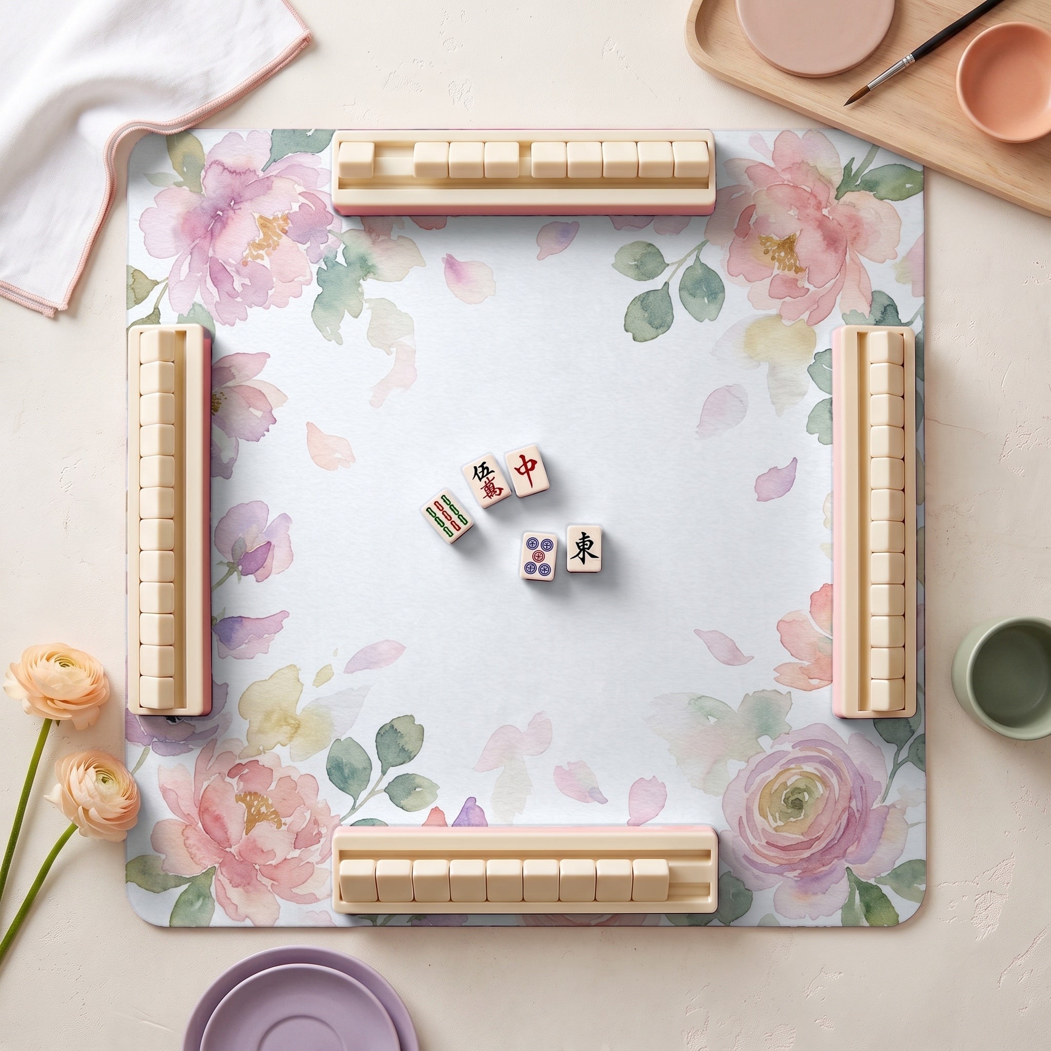 Watercolor Blush Mahjong Mat — hero