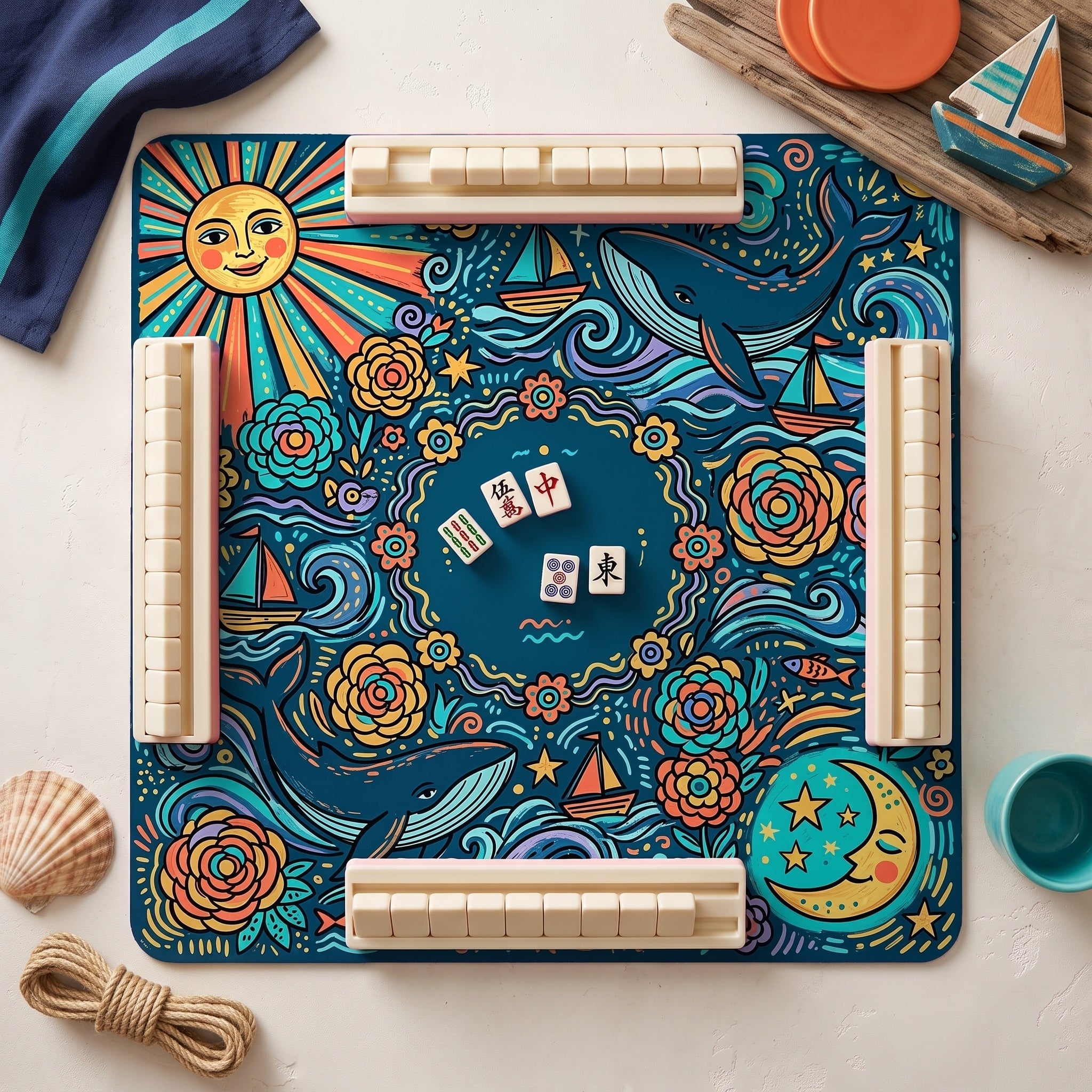 Ocean Sun Moon Mahjong Mat — hero
