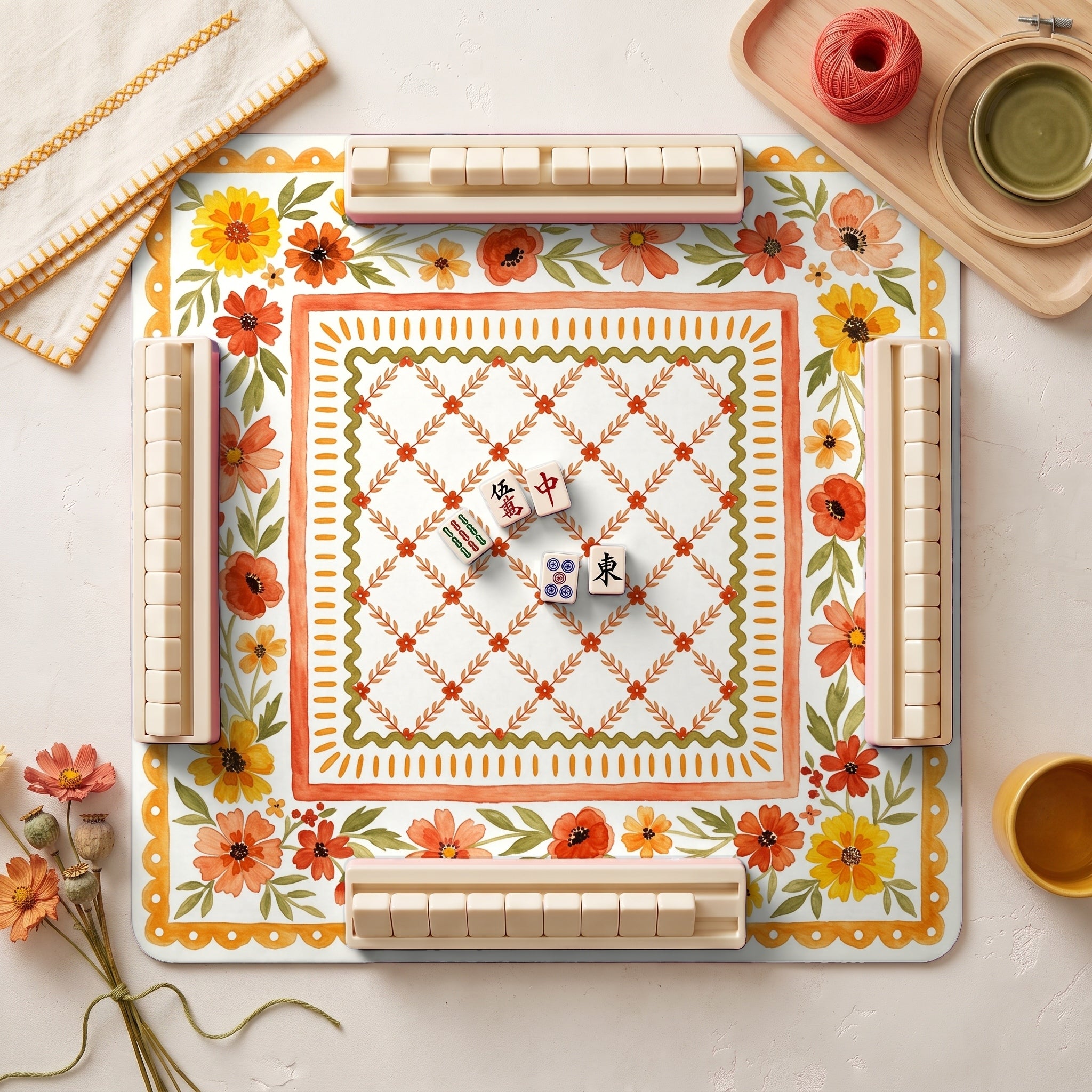 Marigold Folk Mahjong Mat — hero