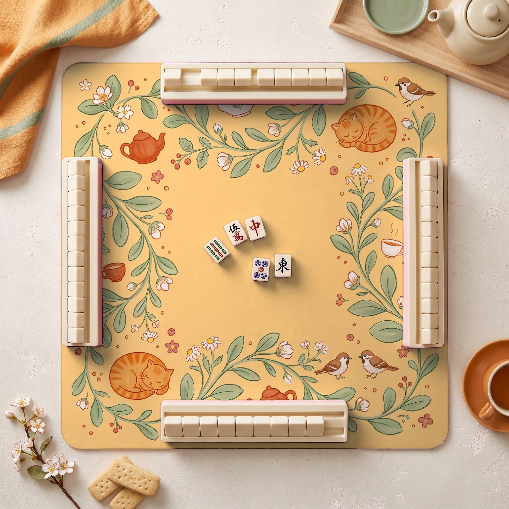 Teatime Cats Mahjong Mat — hero