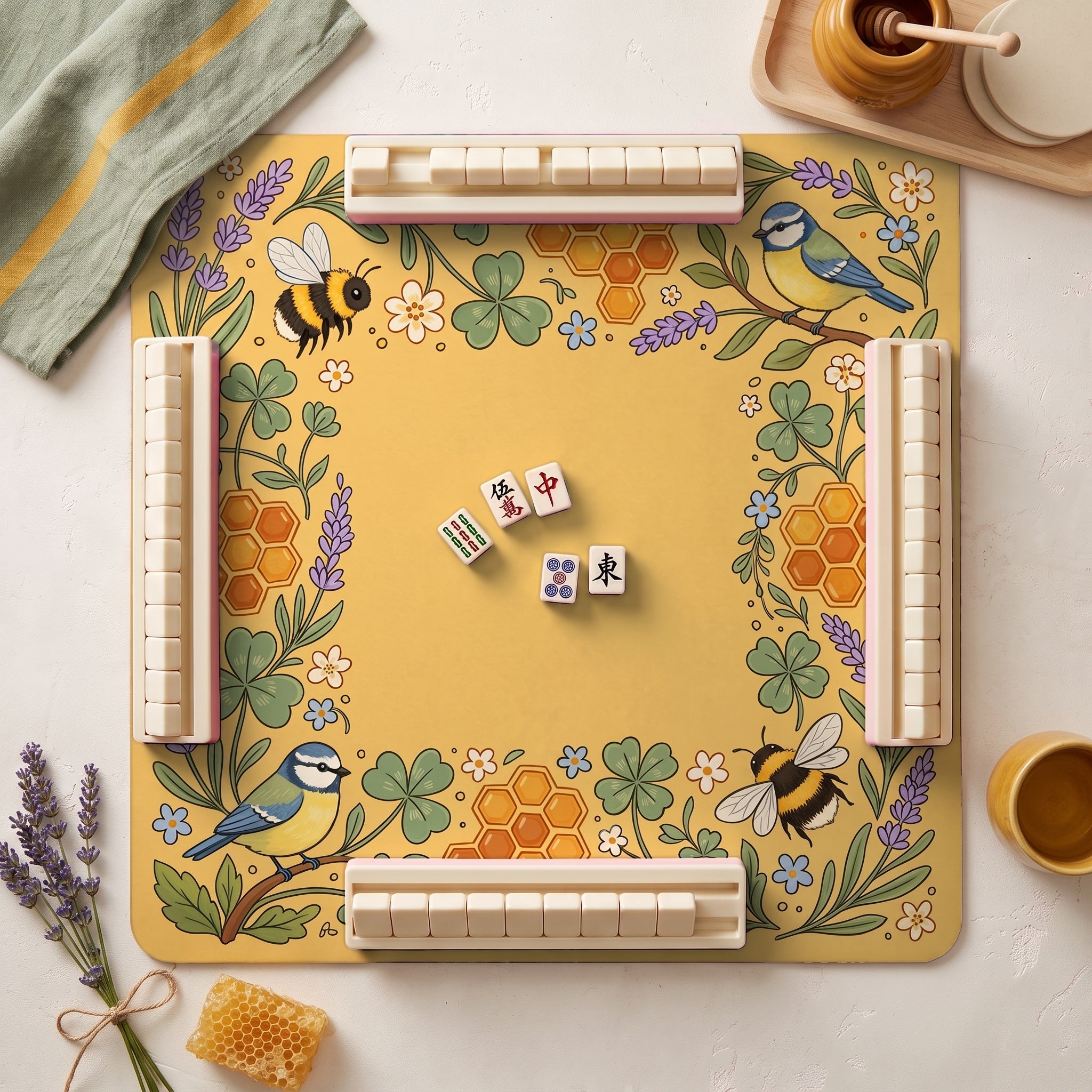 Honeybee Clover Mahjong Mat — hero