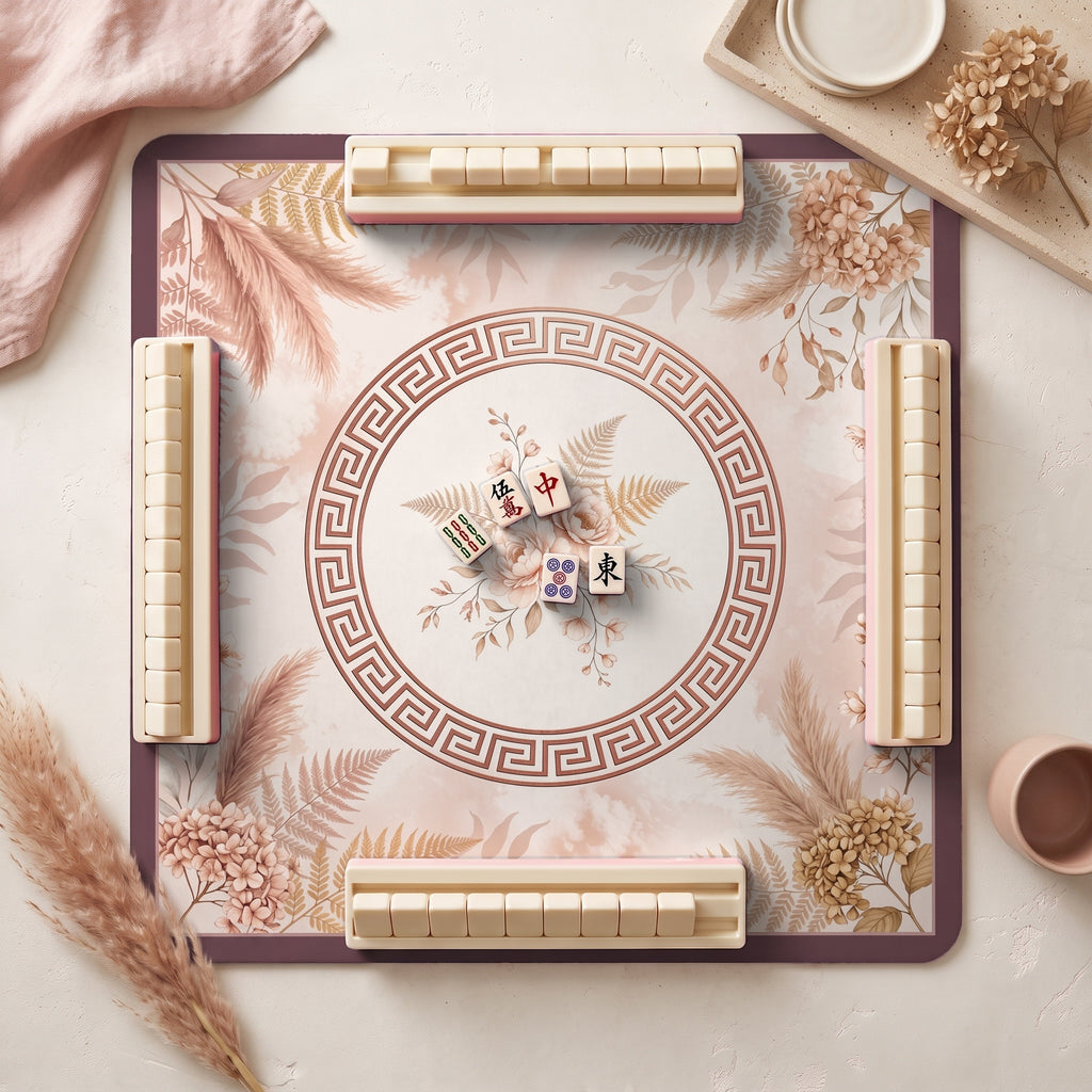 Blush Pampas Mahjong Mat — hero