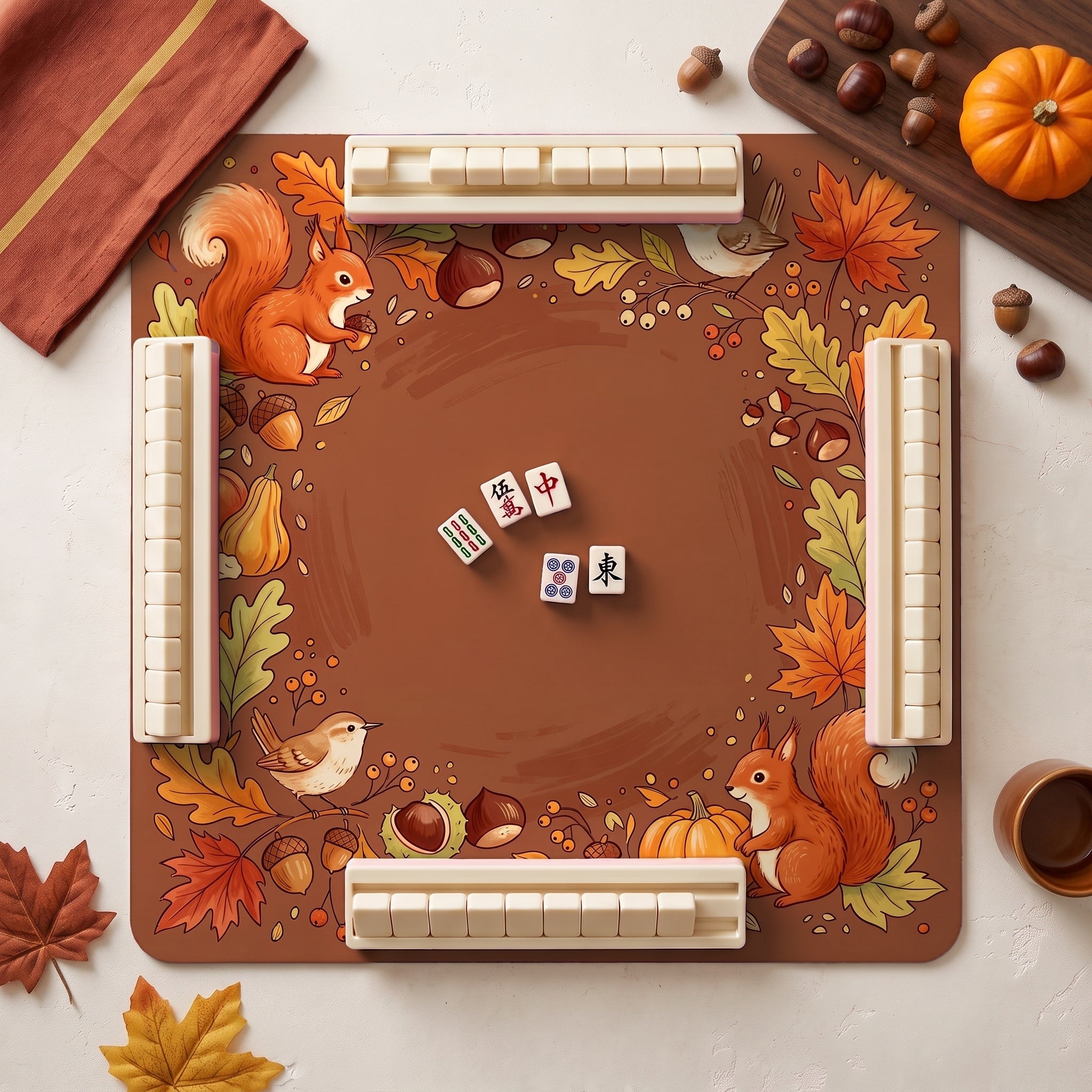 Autumn Squirrel Mahjong Mat — hero