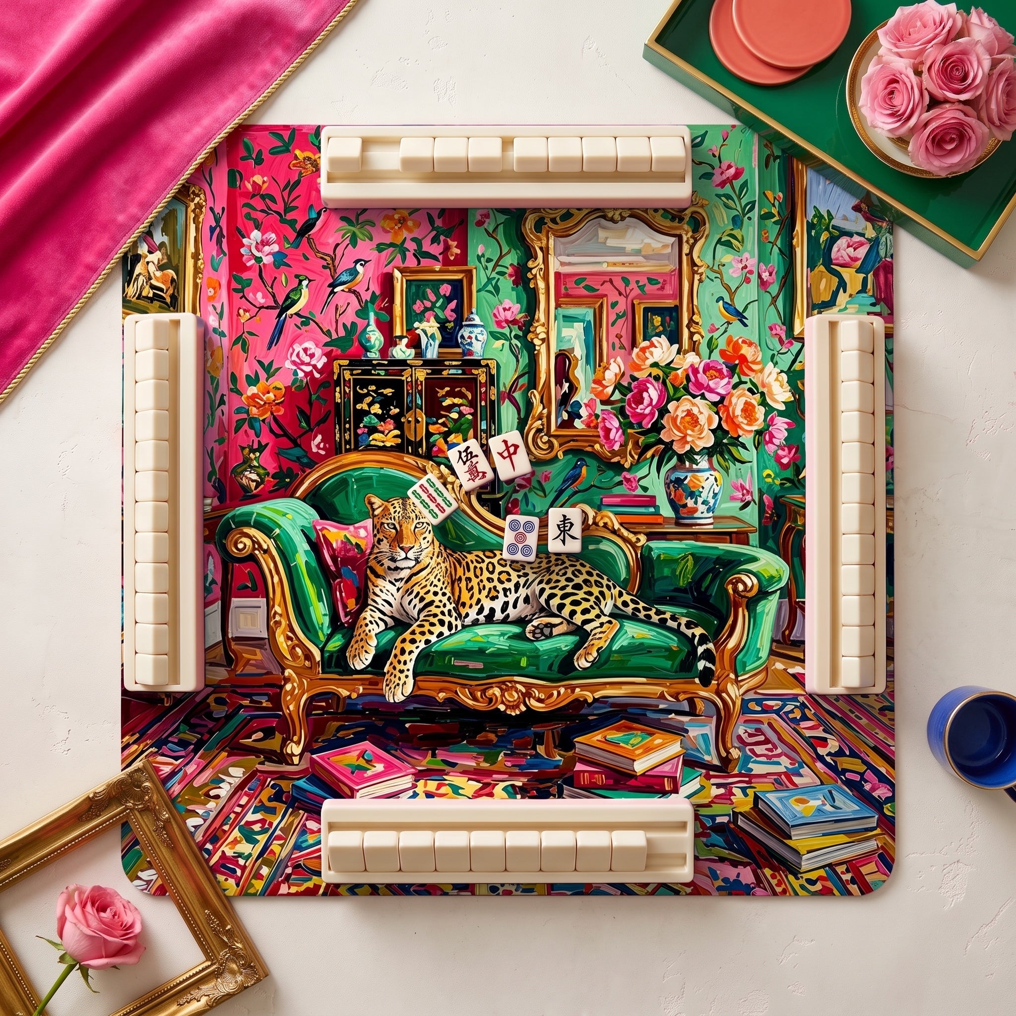 Leopard Lounge Mahjong Mat — hero