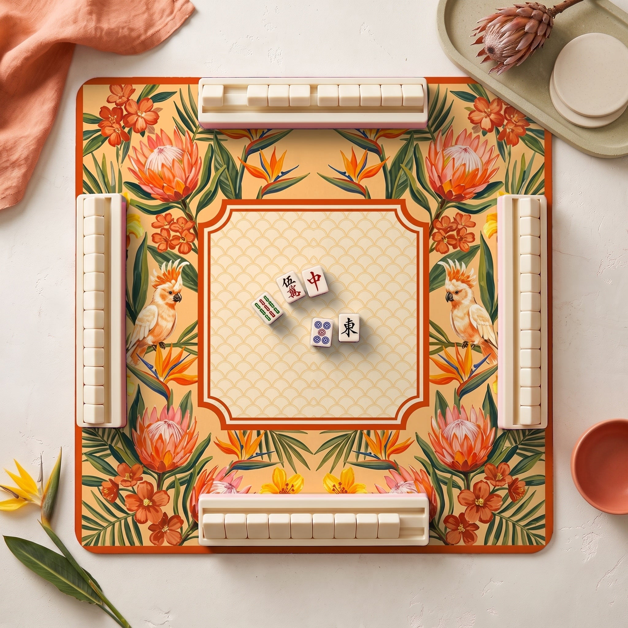 Protea Cockatoo Mahjong Mat — hero