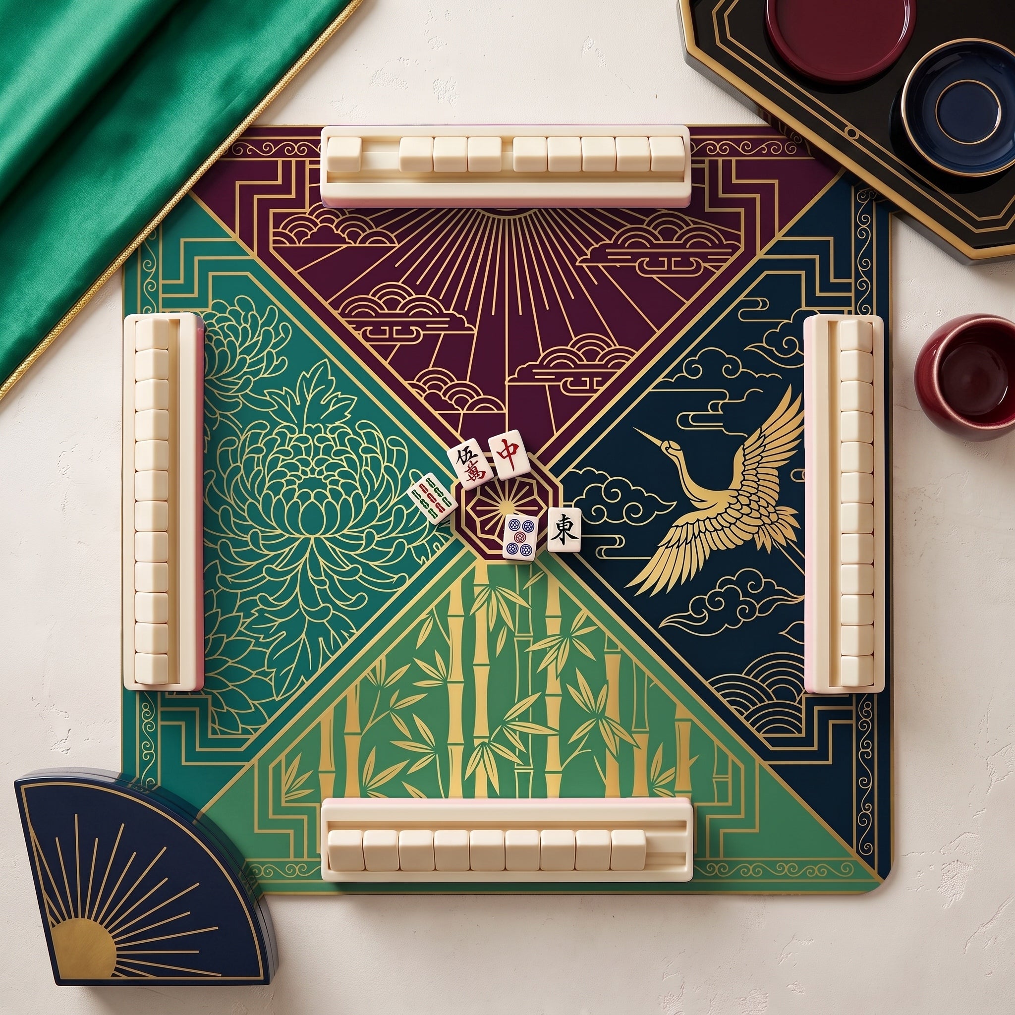 Deco Sunrise Quarters Mahjong Mat — hero