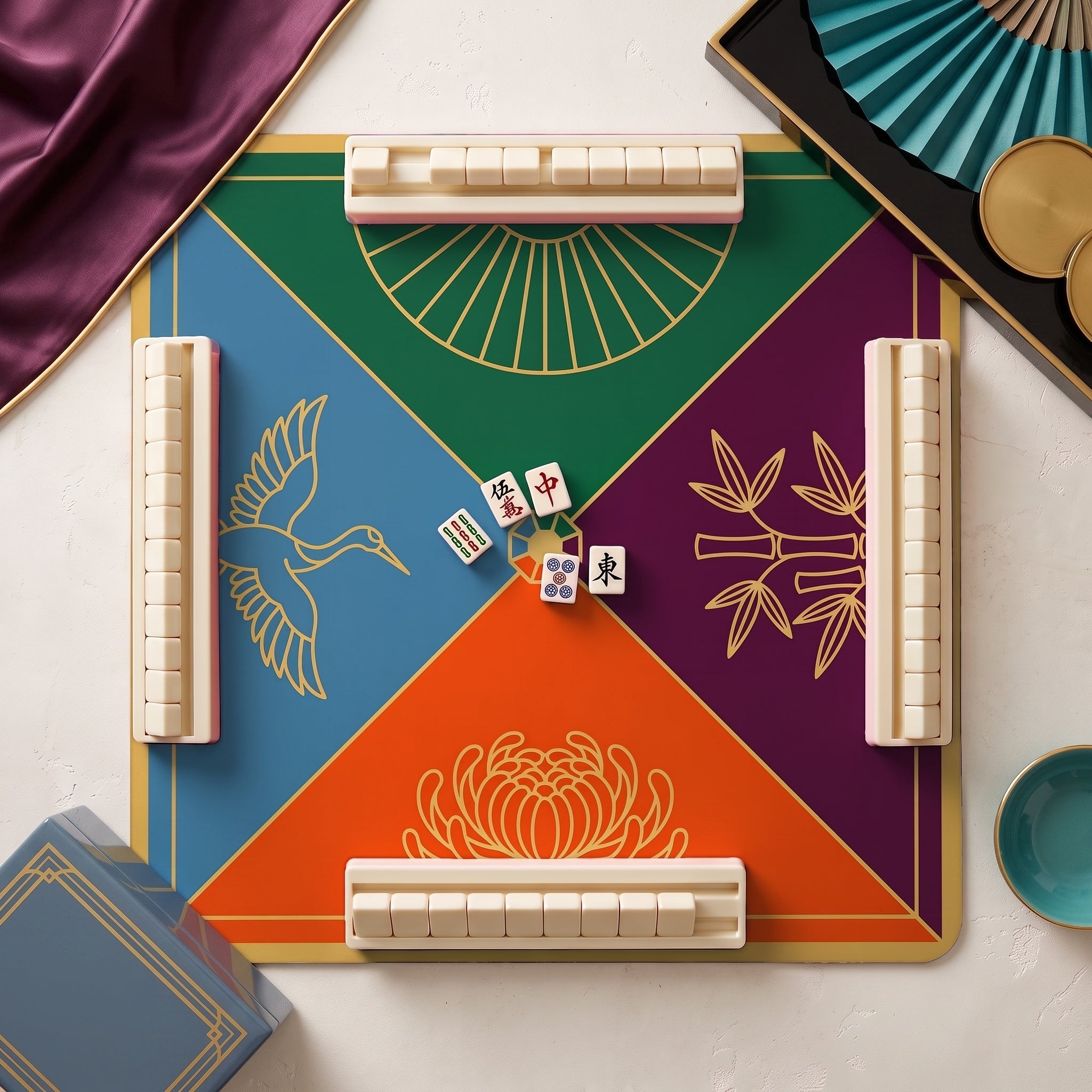 Deco Fan Quarters Mahjong Mat — hero