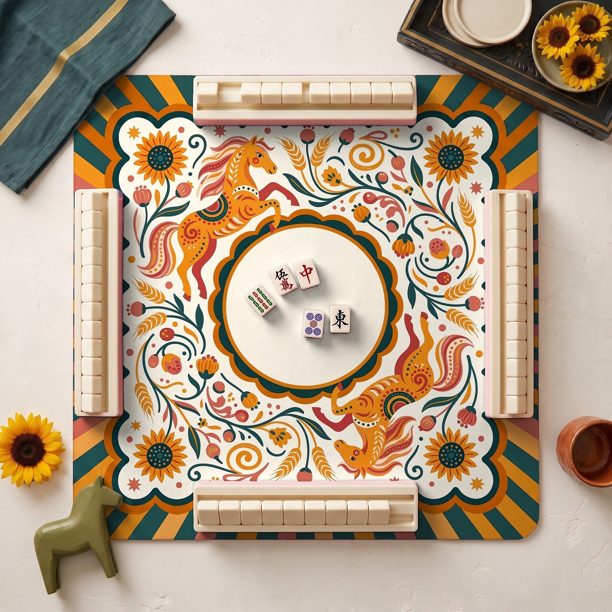 Folk Horses Mahjong Mat — hero