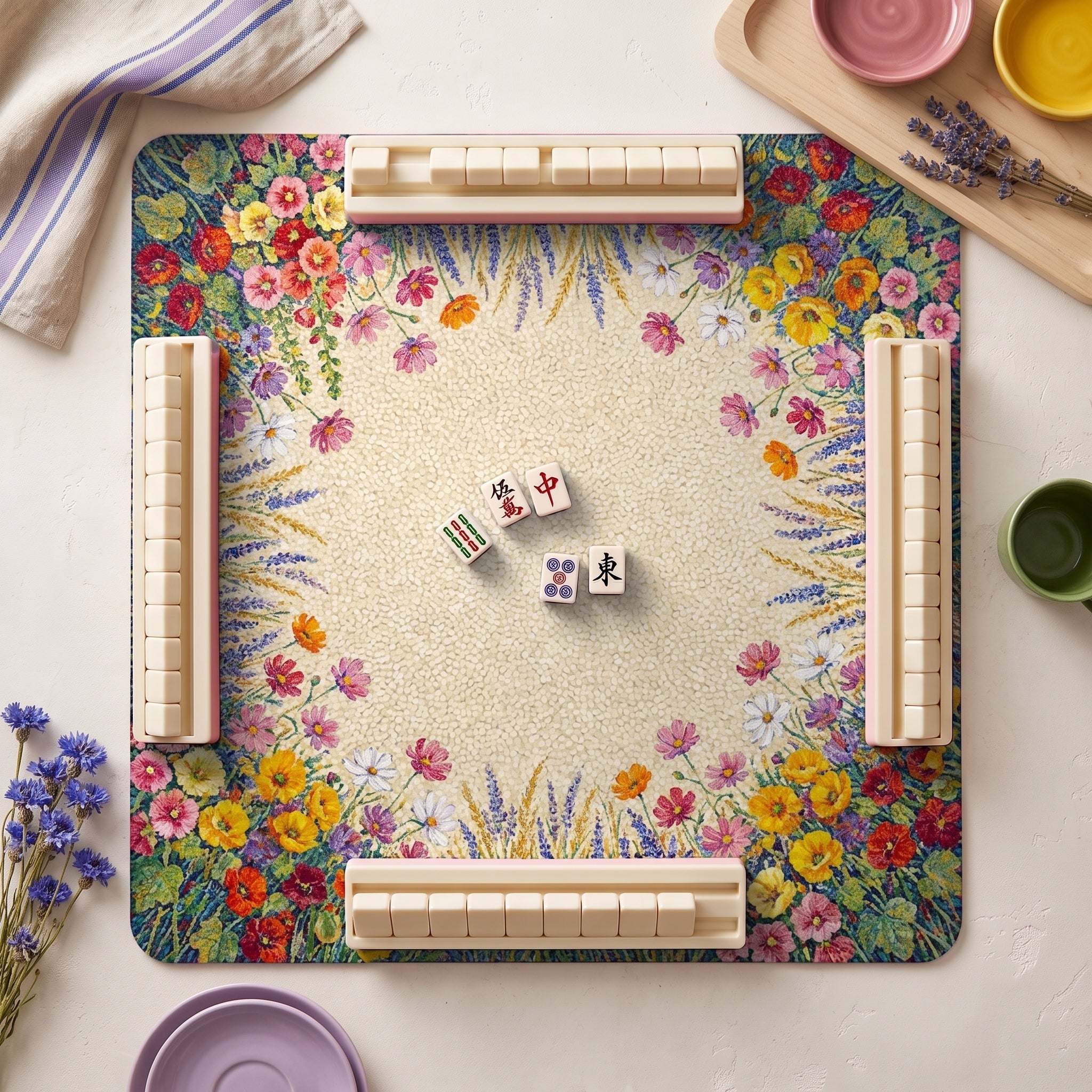 Pointillist Meadow Mahjong Mat — hero