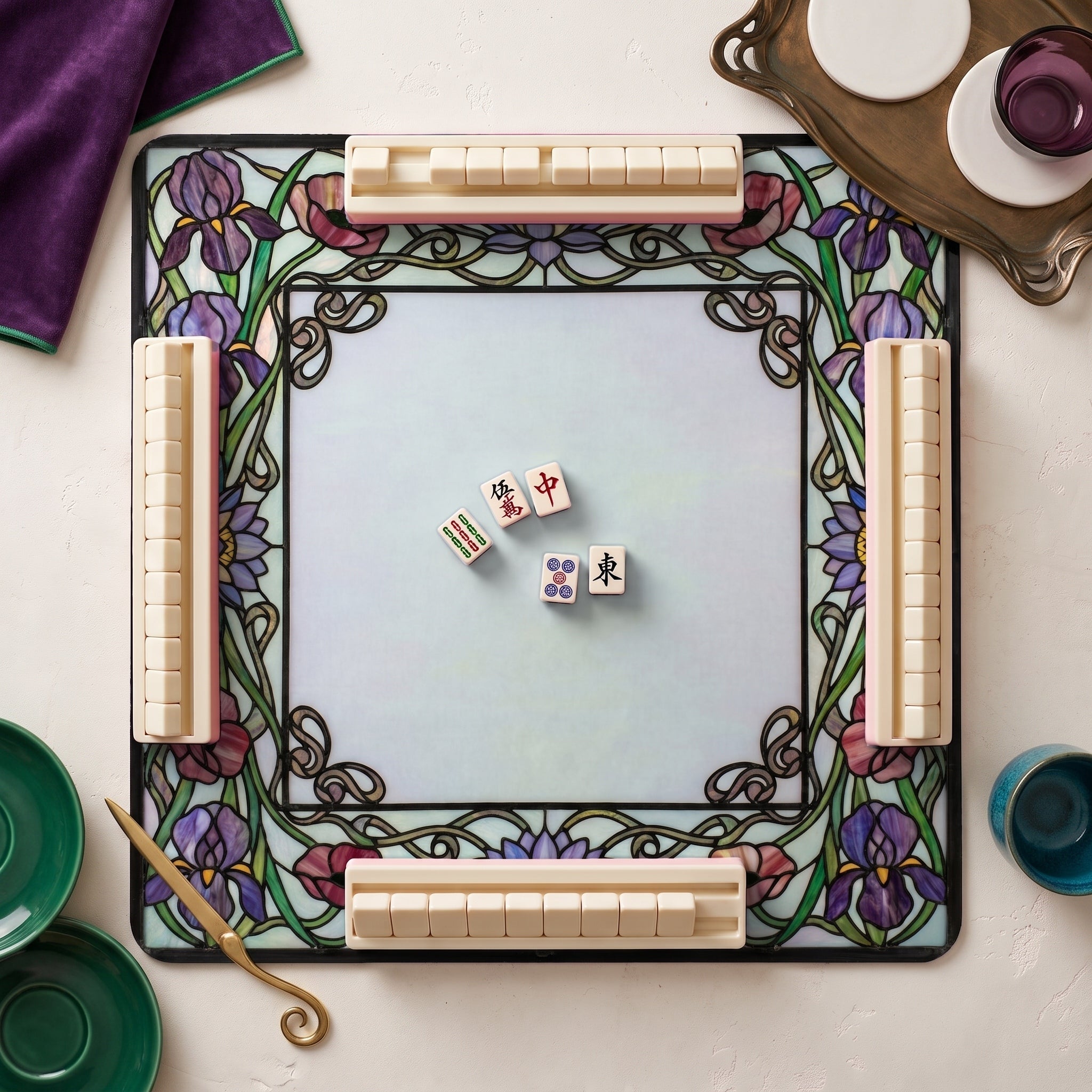 Nouveau Glass Mahjong Mat — hero