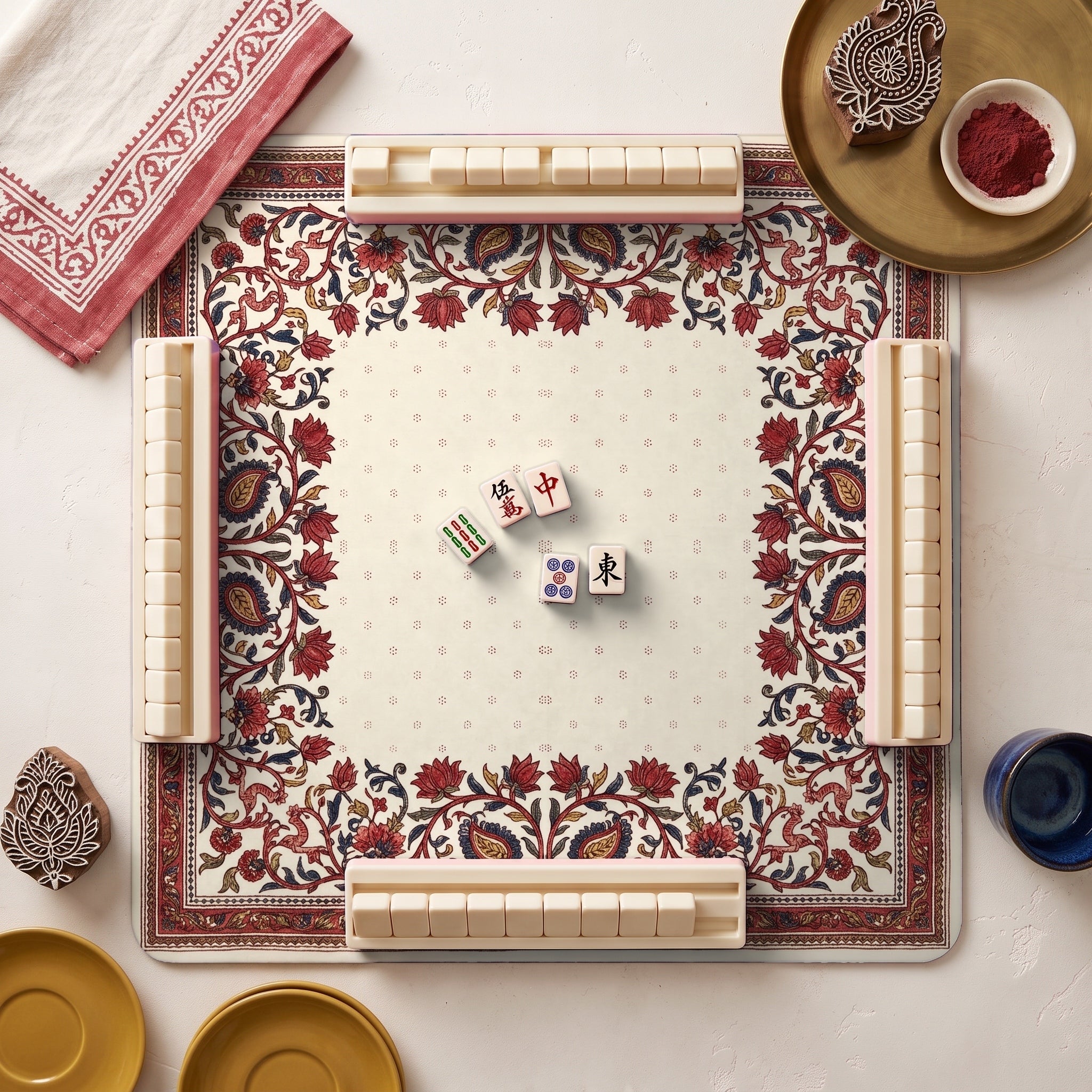 Kalamkari Chintz Mahjong Mat — hero