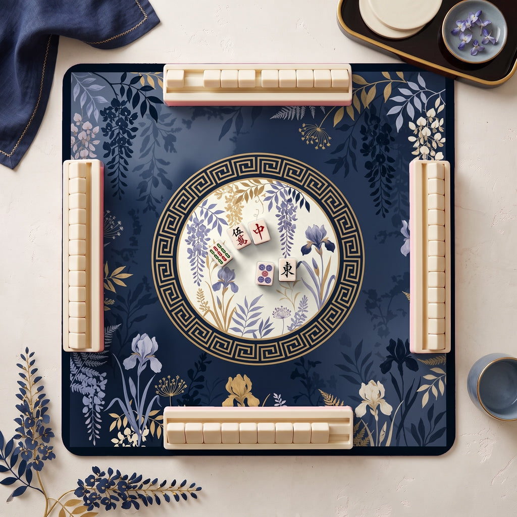 Navy Wisteria Mahjong Mat — hero