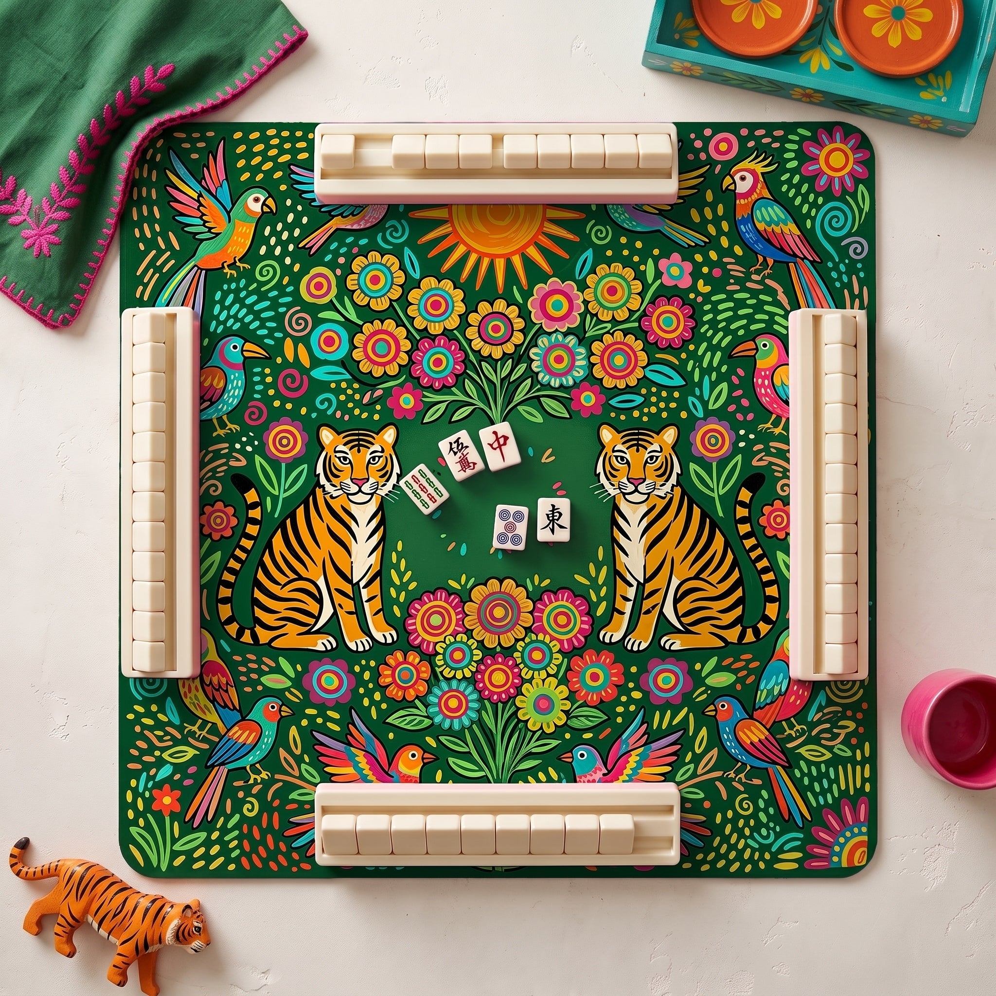 Folk Tigers Mahjong Mat — hero