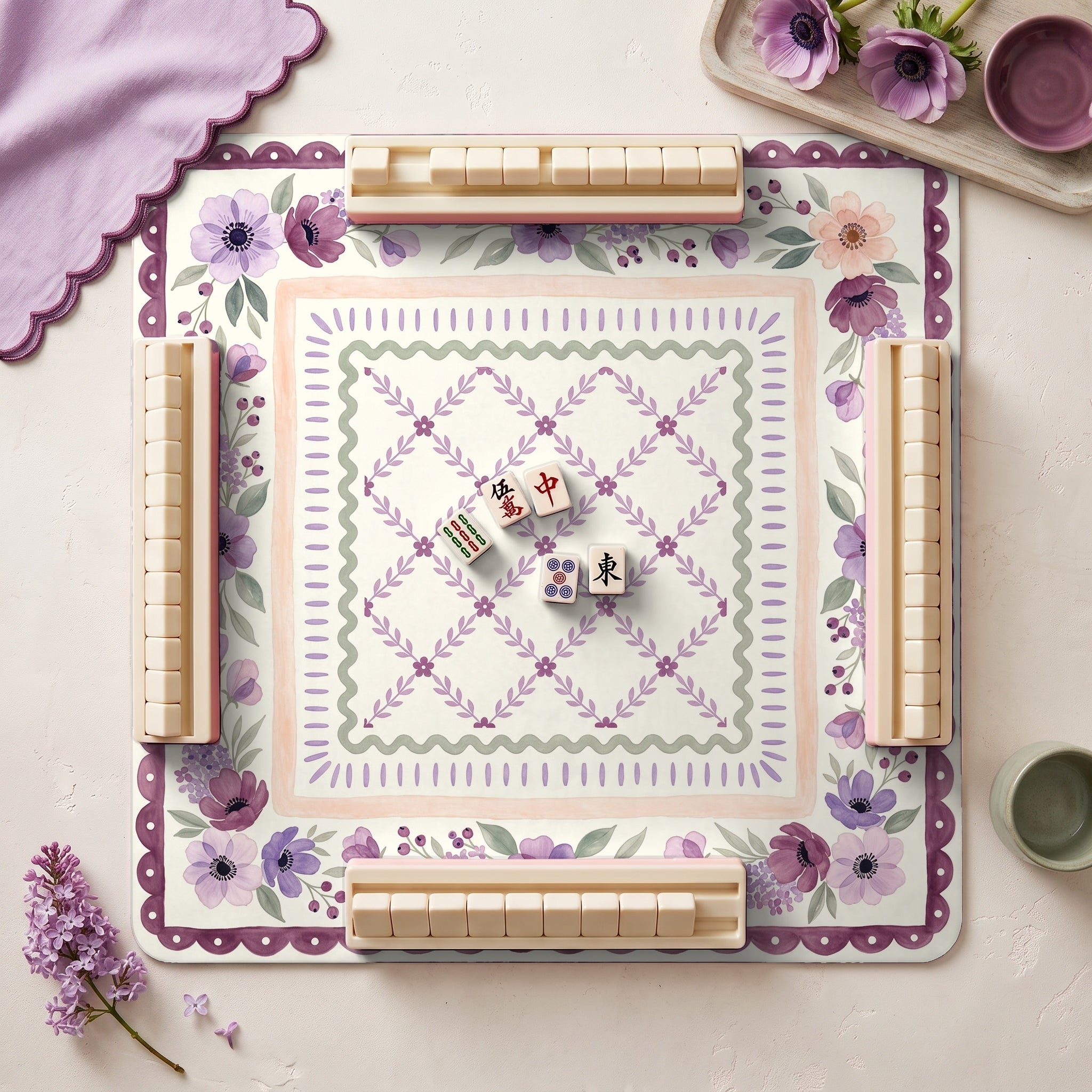 Lilac Scallop Mahjong Mat — hero