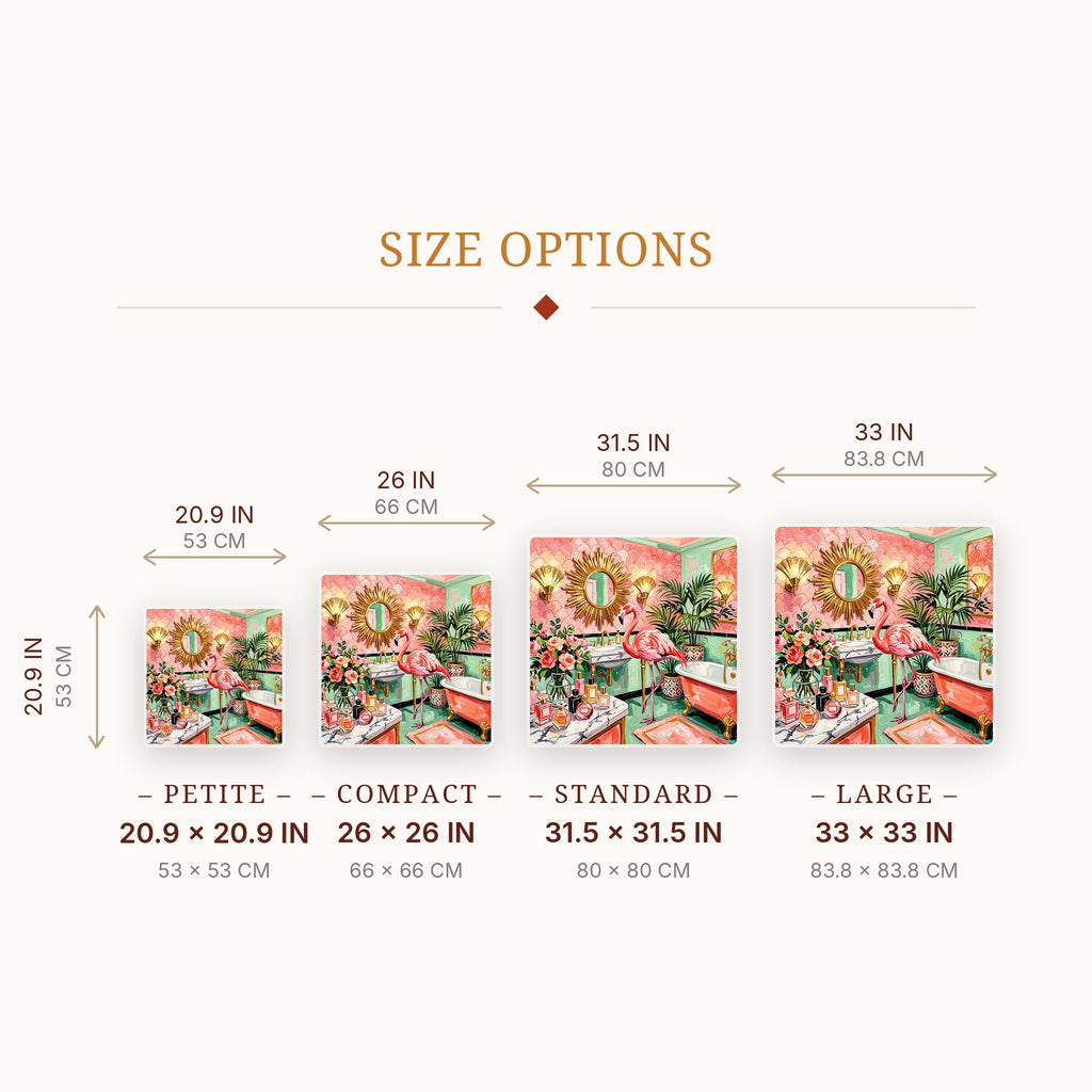 Flamingo Bathroom Mahjong Mat — size guide