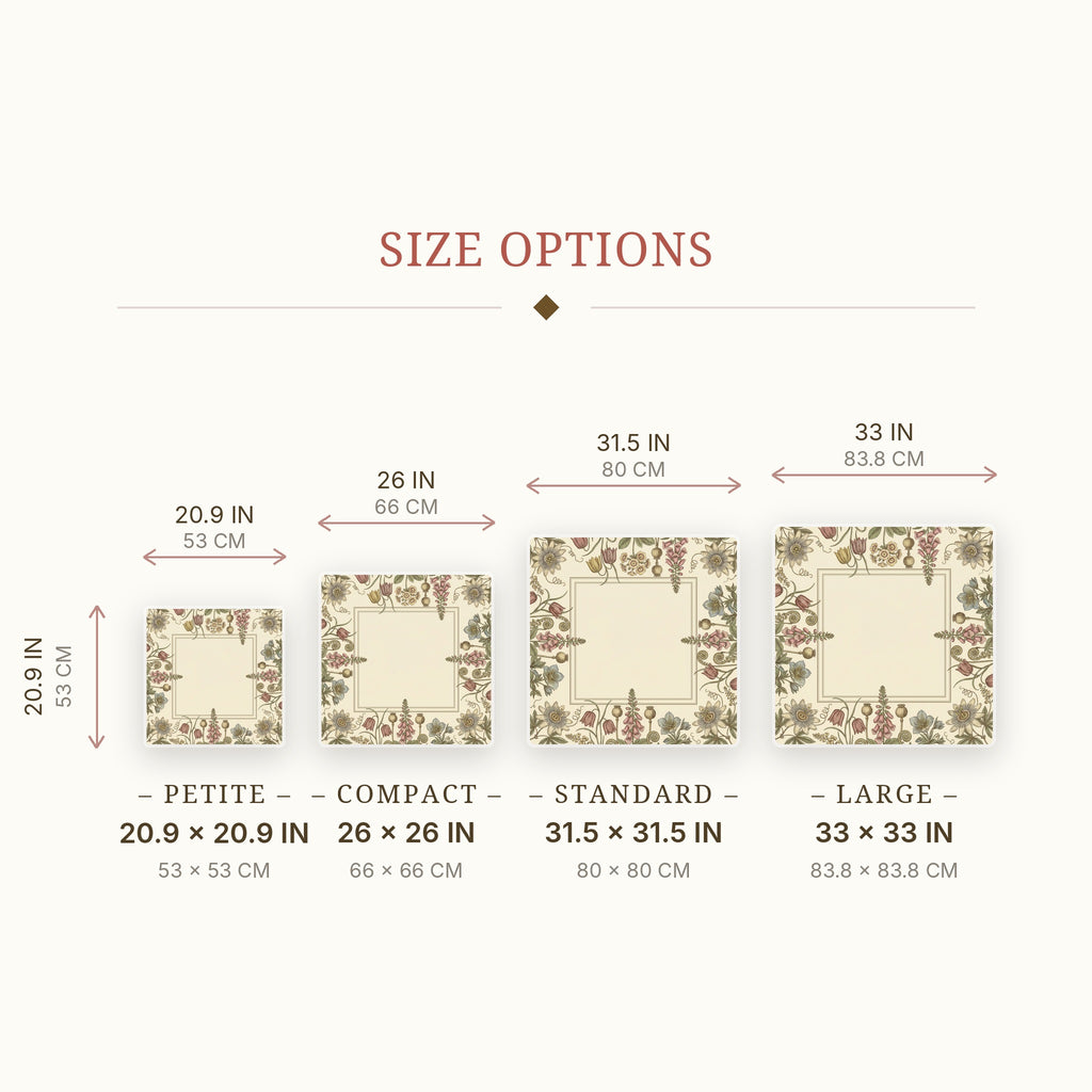 Herbarium Plate Mahjong Mat — size guide