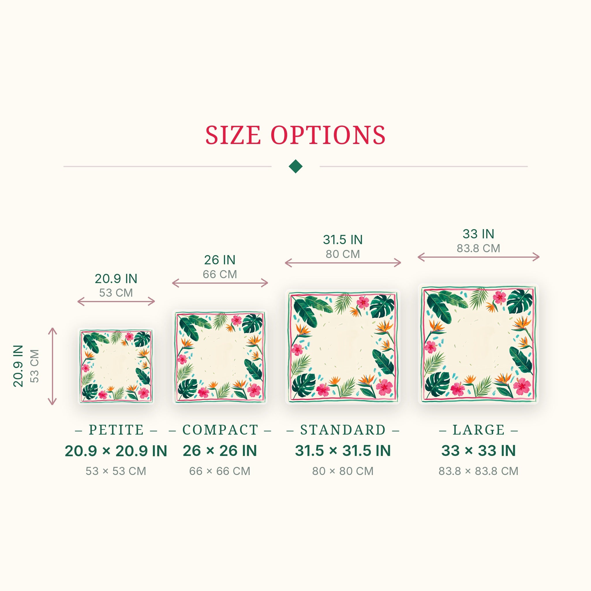 Monstera Hibiscus Mahjong Mat — size guide