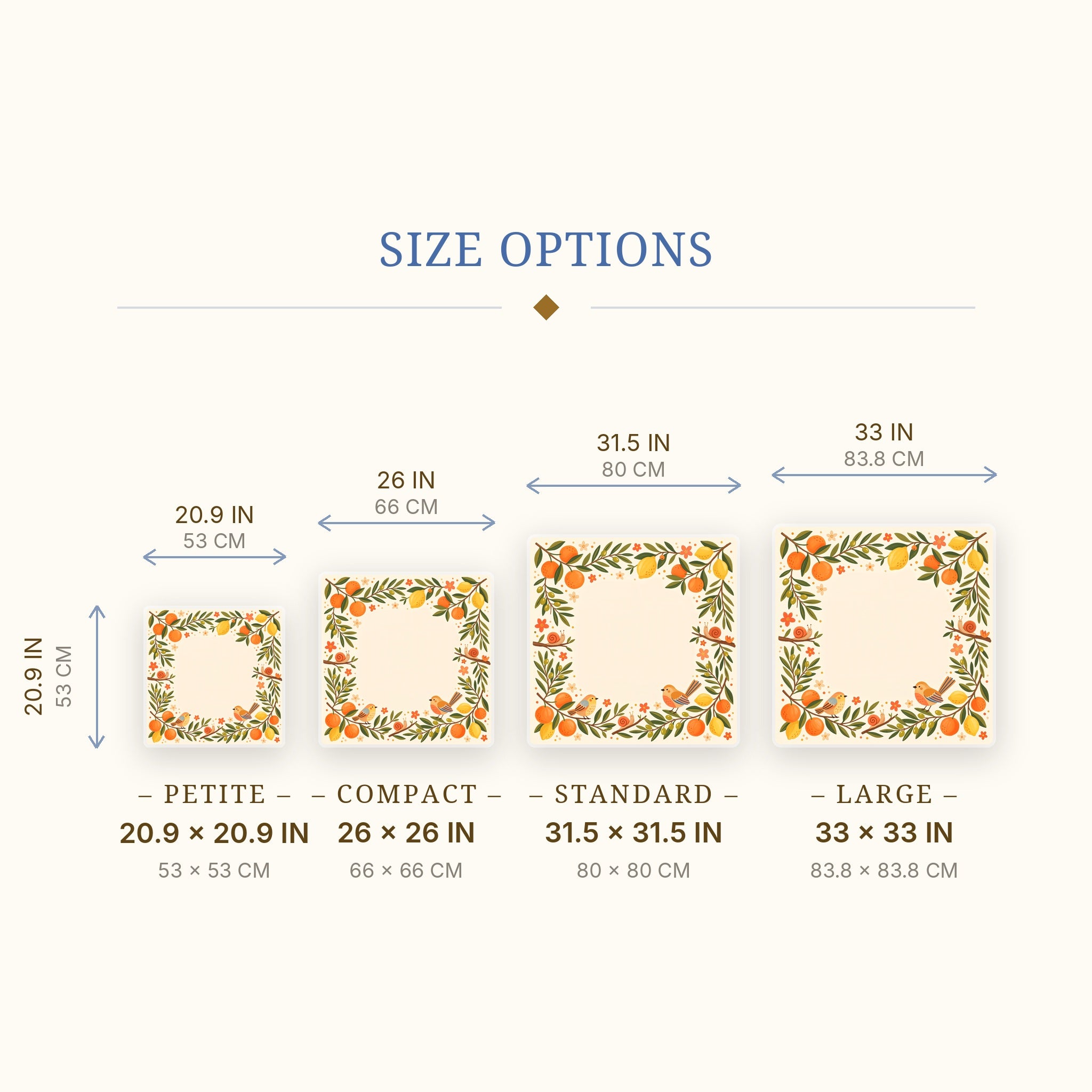Citrus Snail Mahjong Mat — size guide