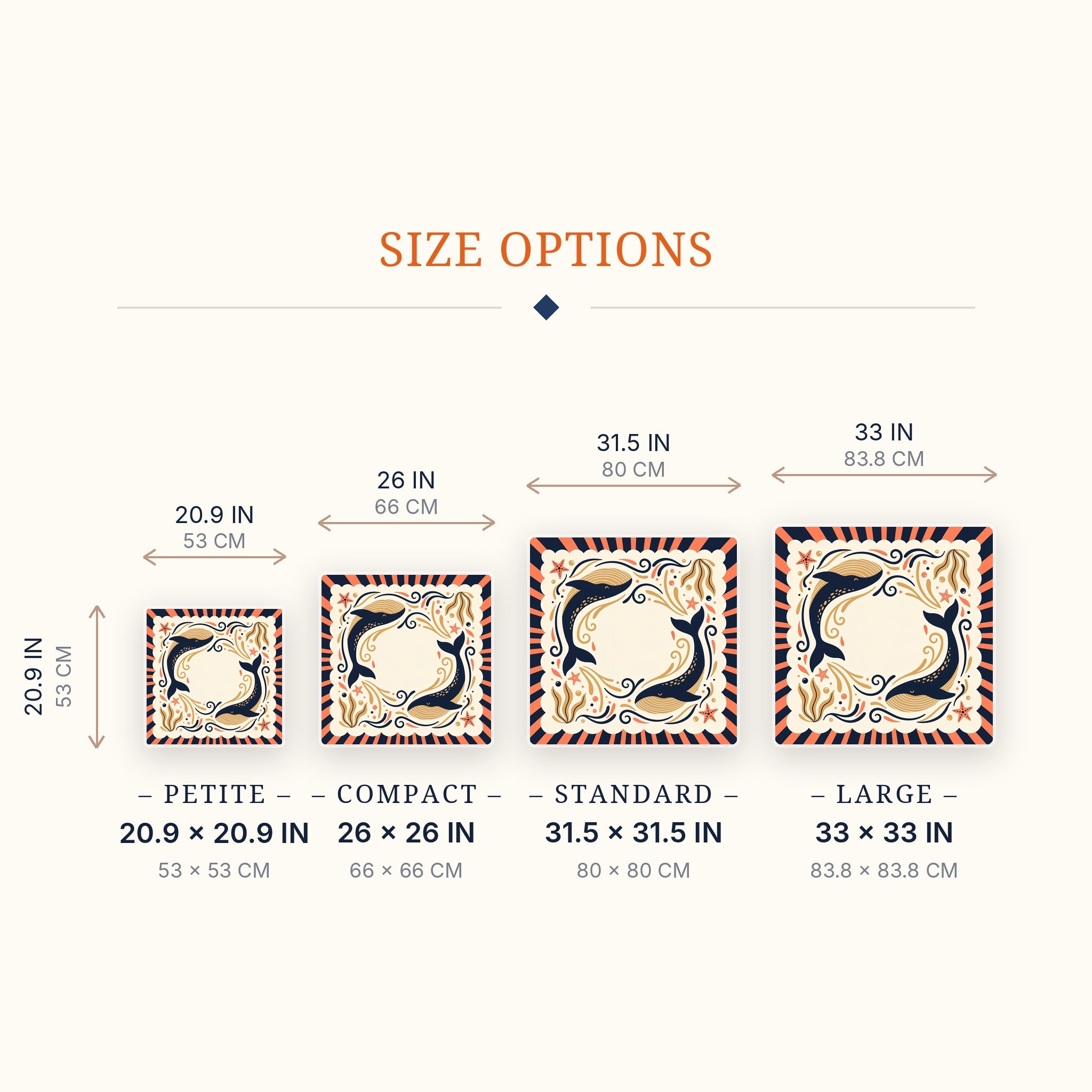 Twin Whales Mahjong Mat — size guide