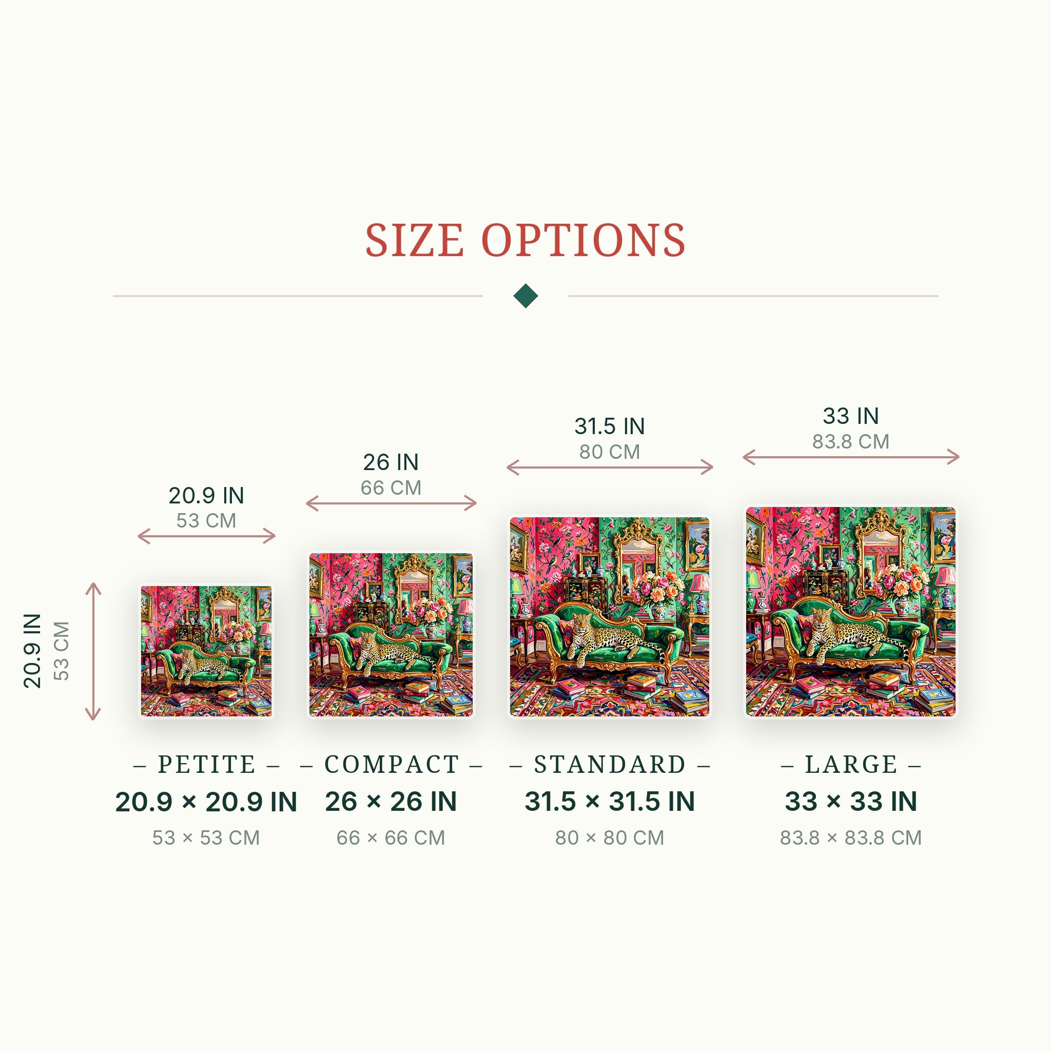 Leopard Lounge Mahjong Mat — size guide