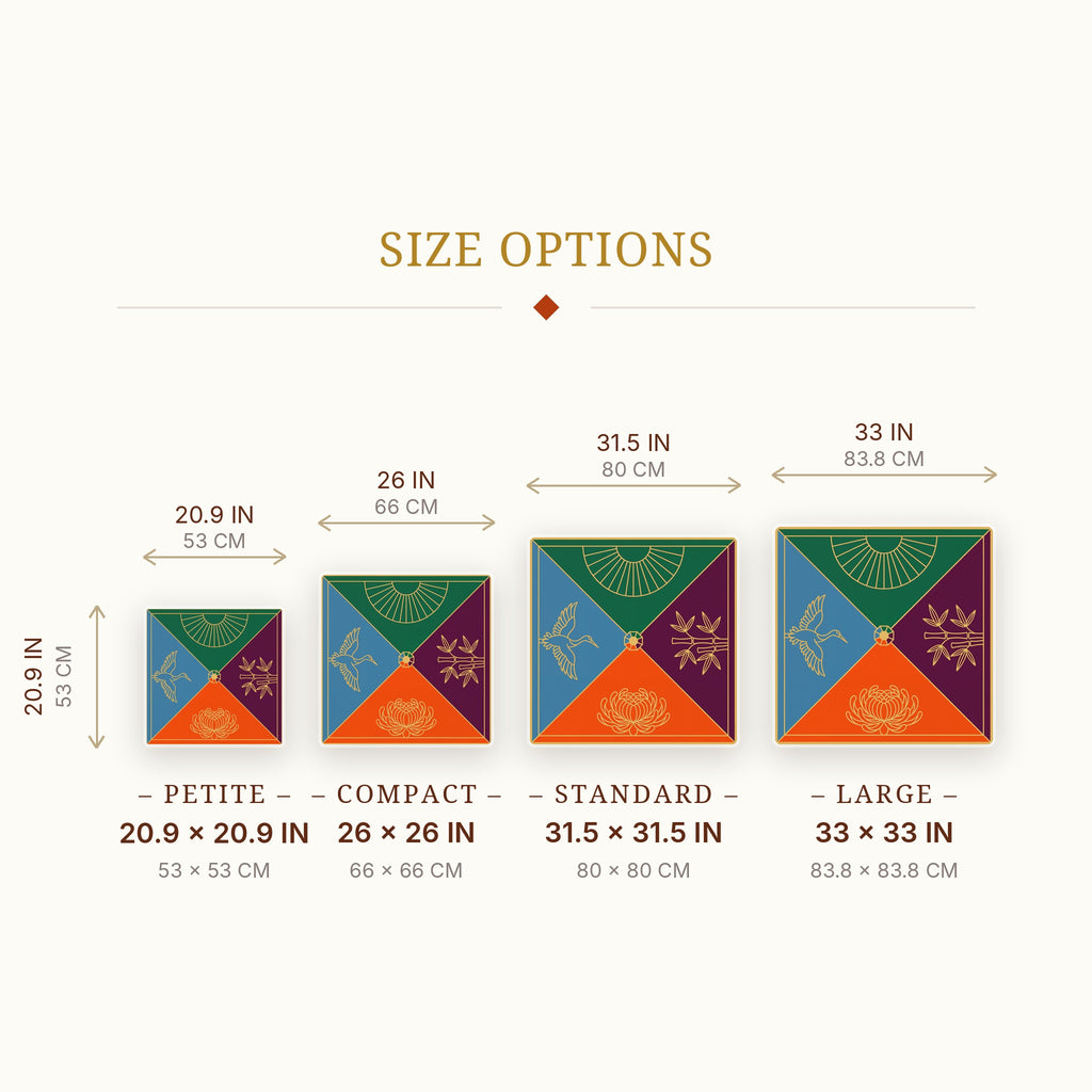 Deco Fan Quarters Mahjong Mat — size guide