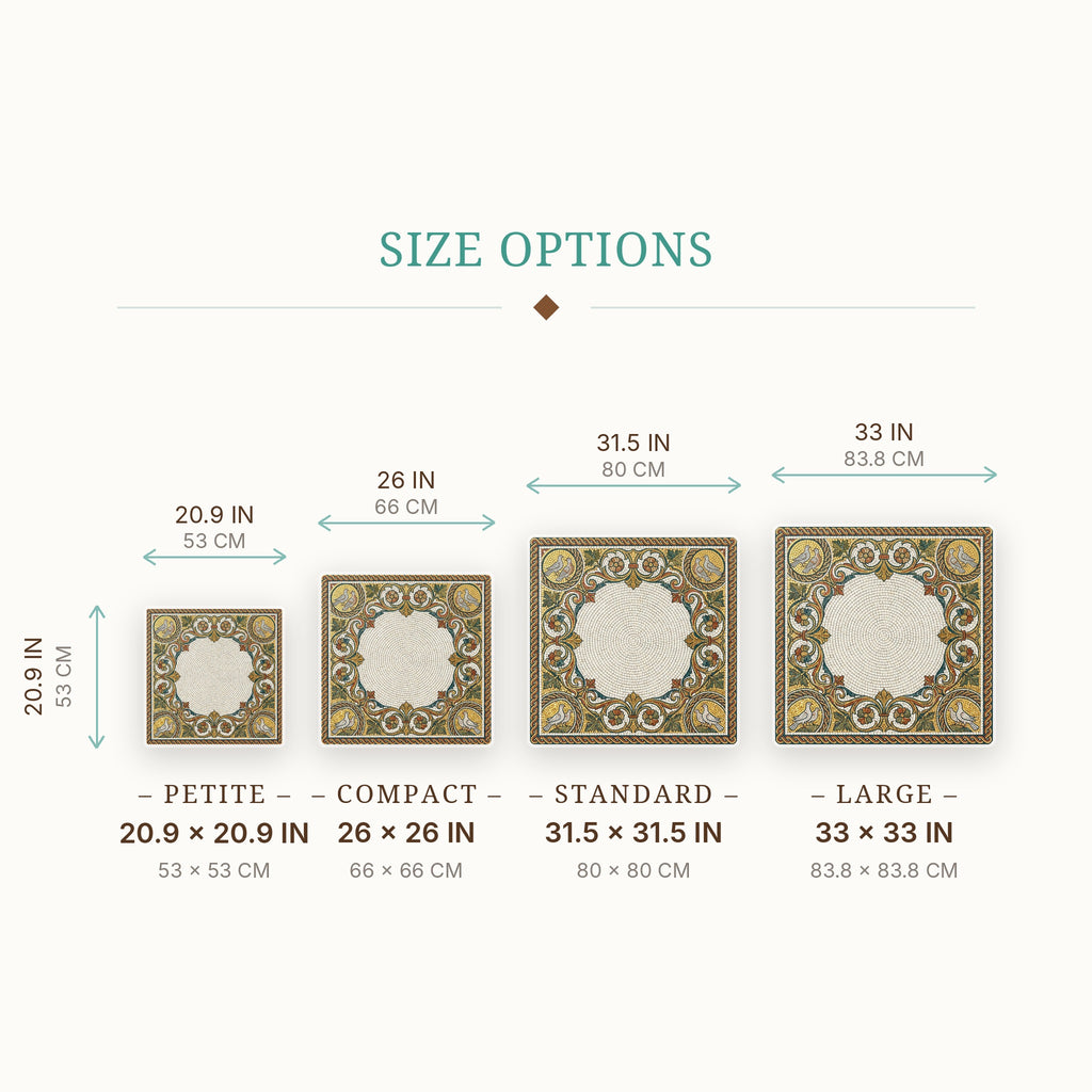 Mosaic Doves Mahjong Mat — size guide