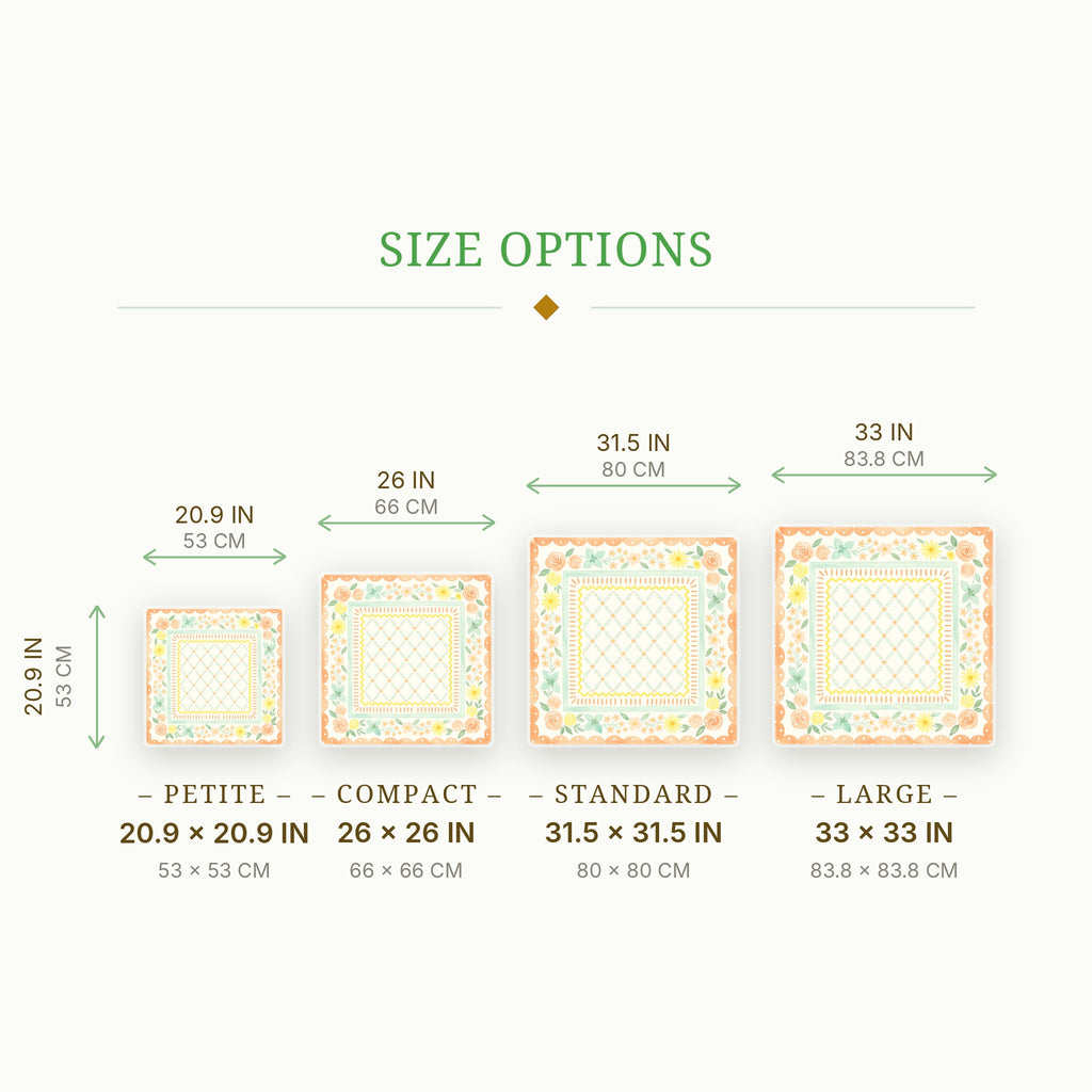Peach Posy Mahjong Mat — size guide