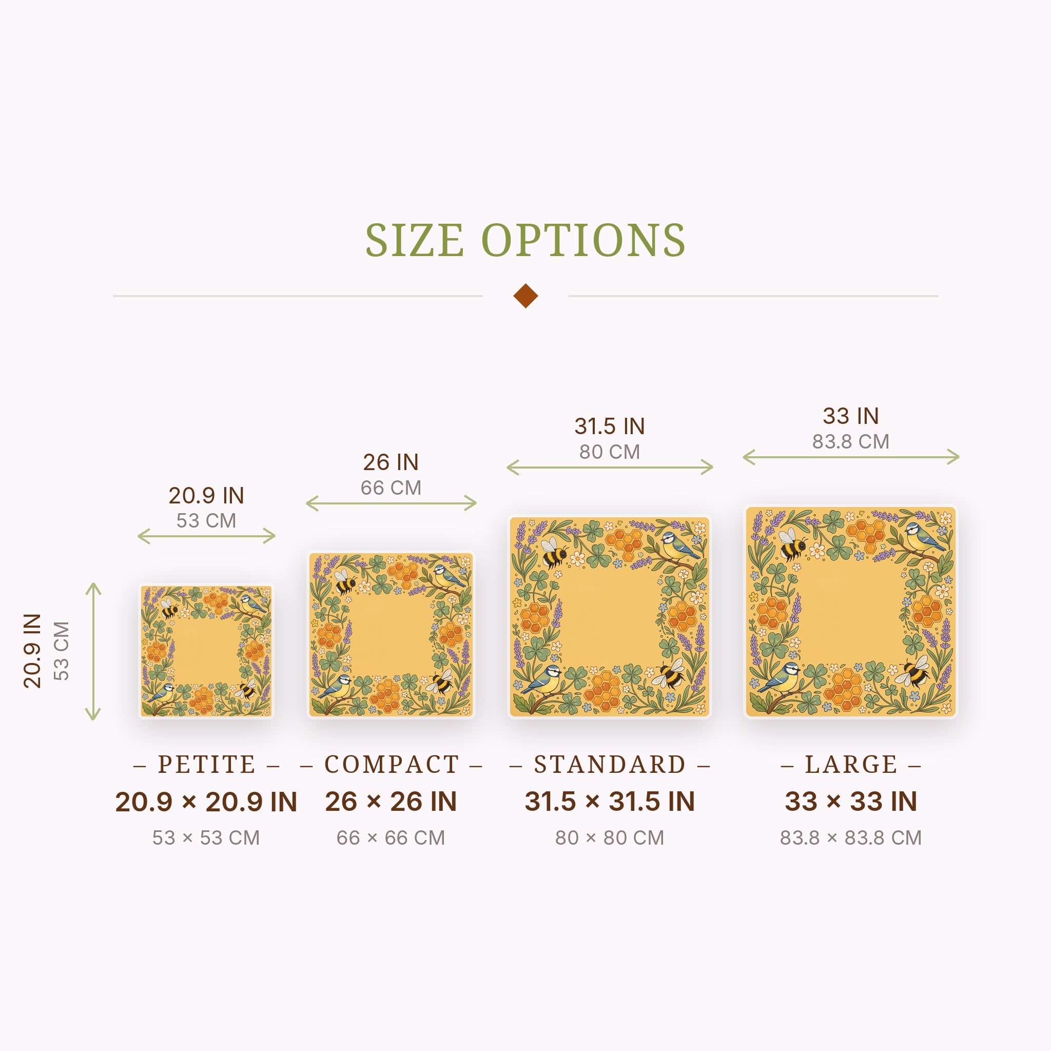 Honeybee Clover Mahjong Mat — size guide