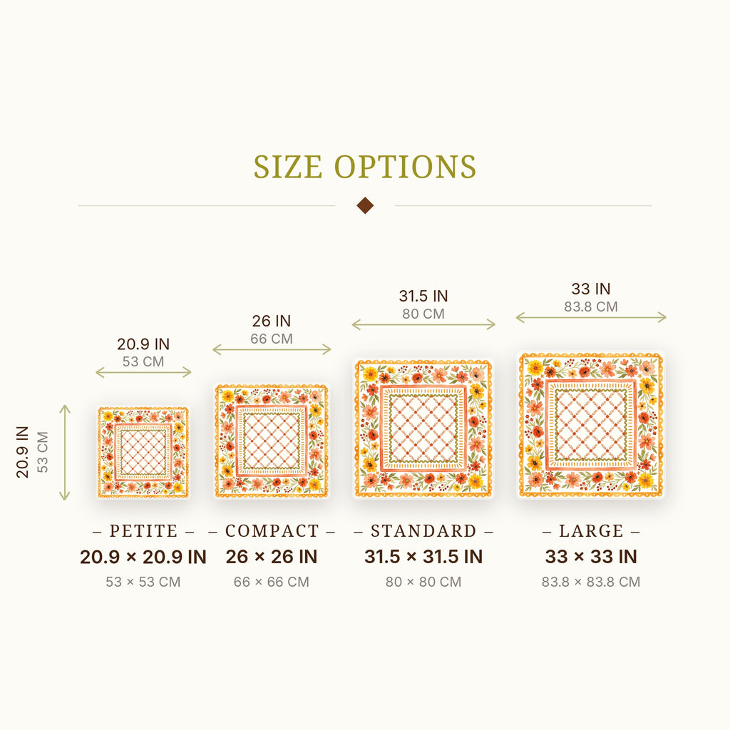 Marigold Folk Mahjong Mat — size guide