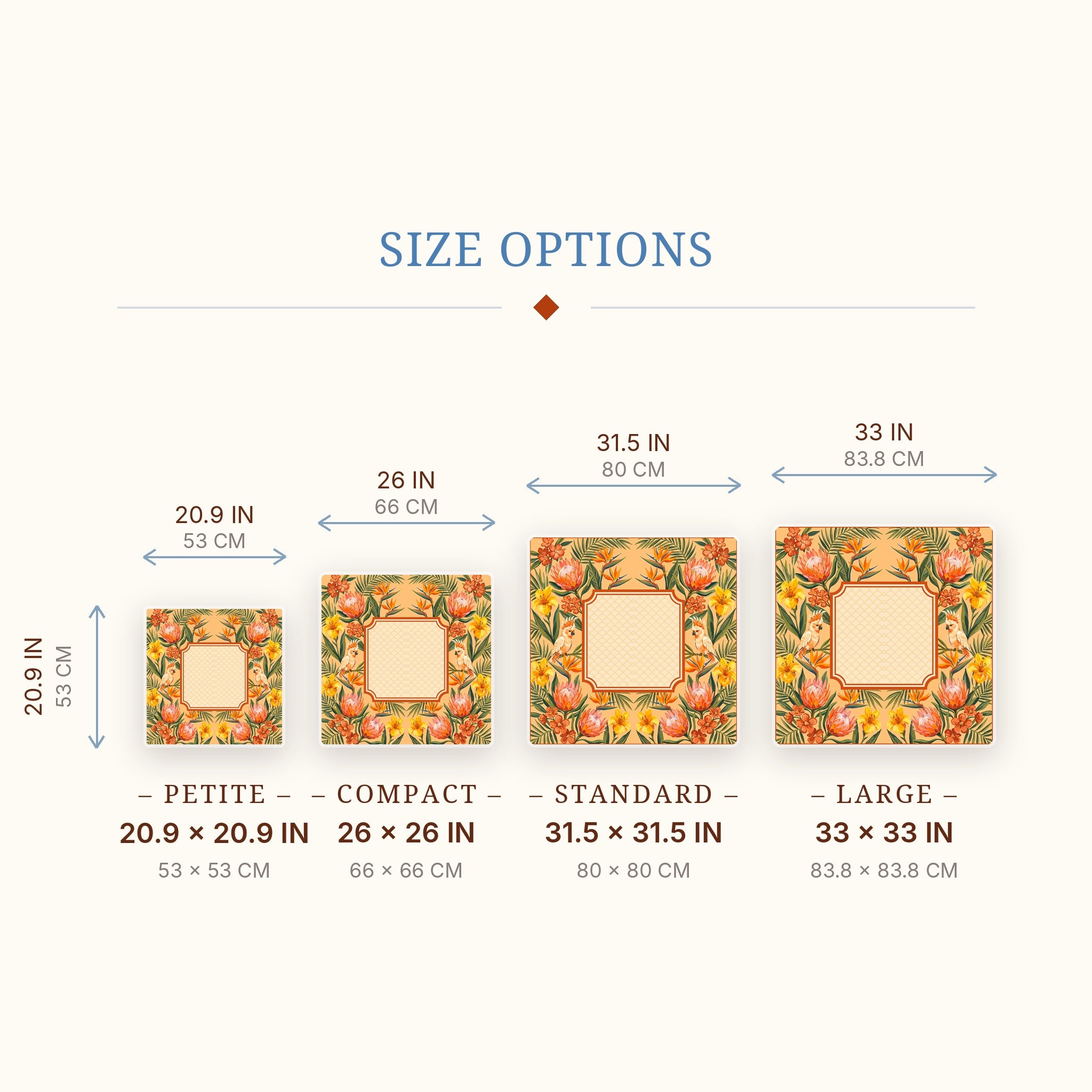 Protea Cockatoo Mahjong Mat — size guide
