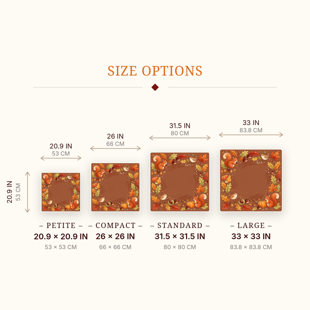 Autumn Squirrel Mahjong Mat — size guide