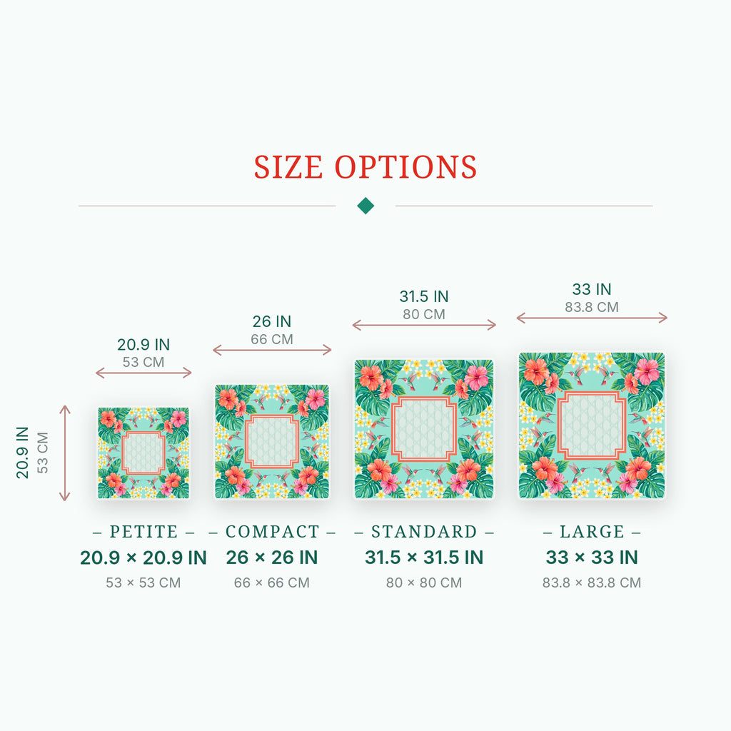 Hibiscus Hummingbird Mahjong Mat — size guide