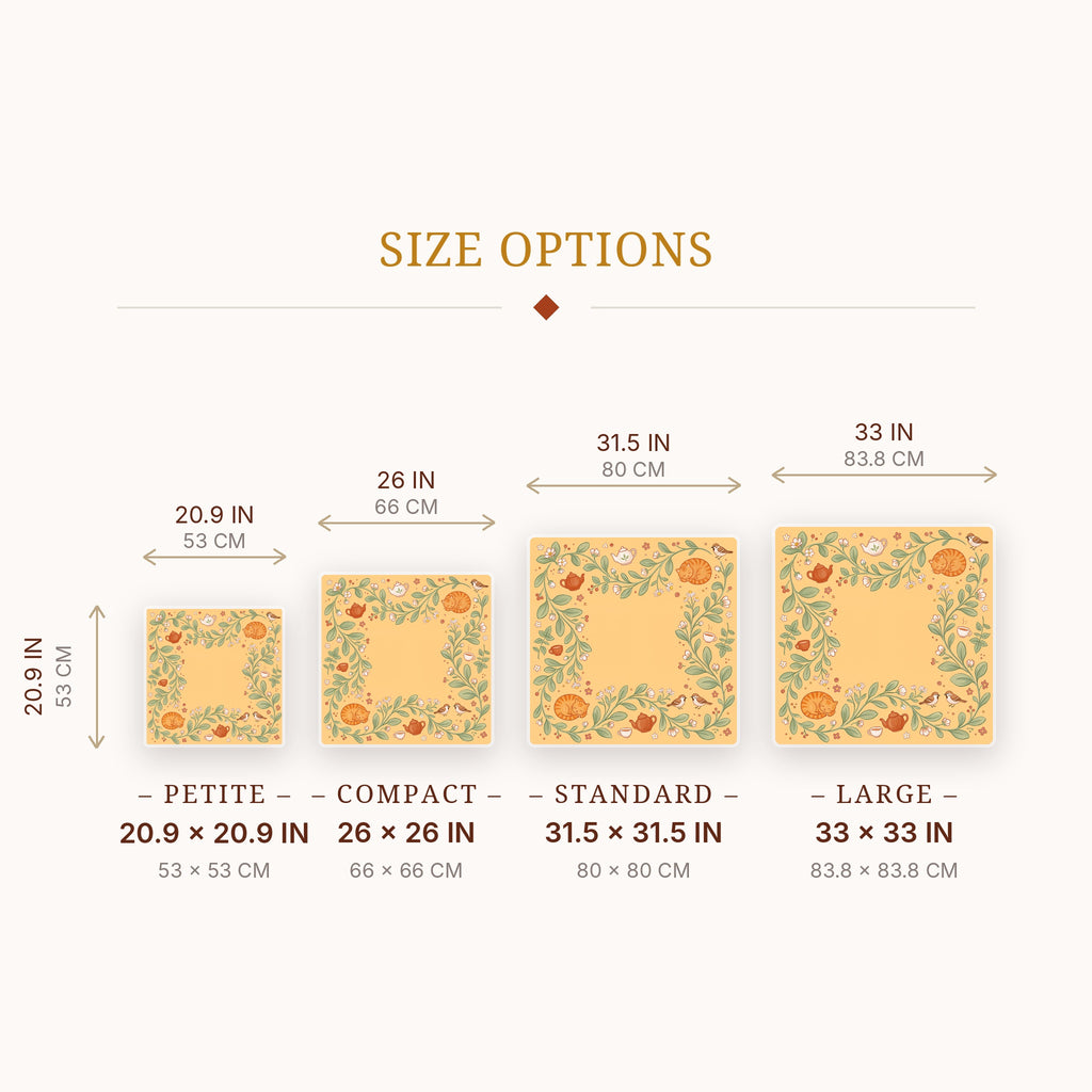 Teatime Cats Mahjong Mat — size guide