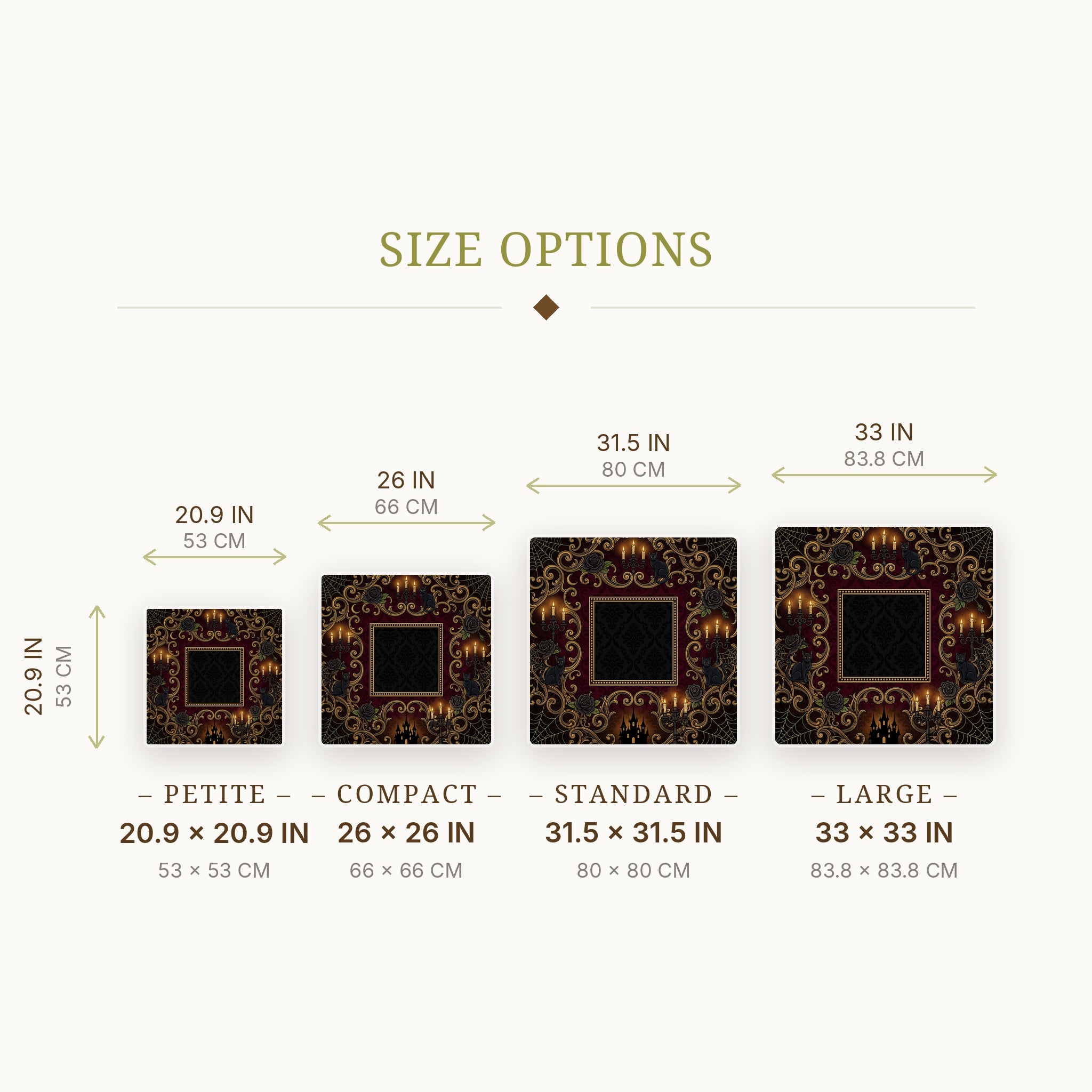 Gothic Candelabra Mahjong Mat — size guide