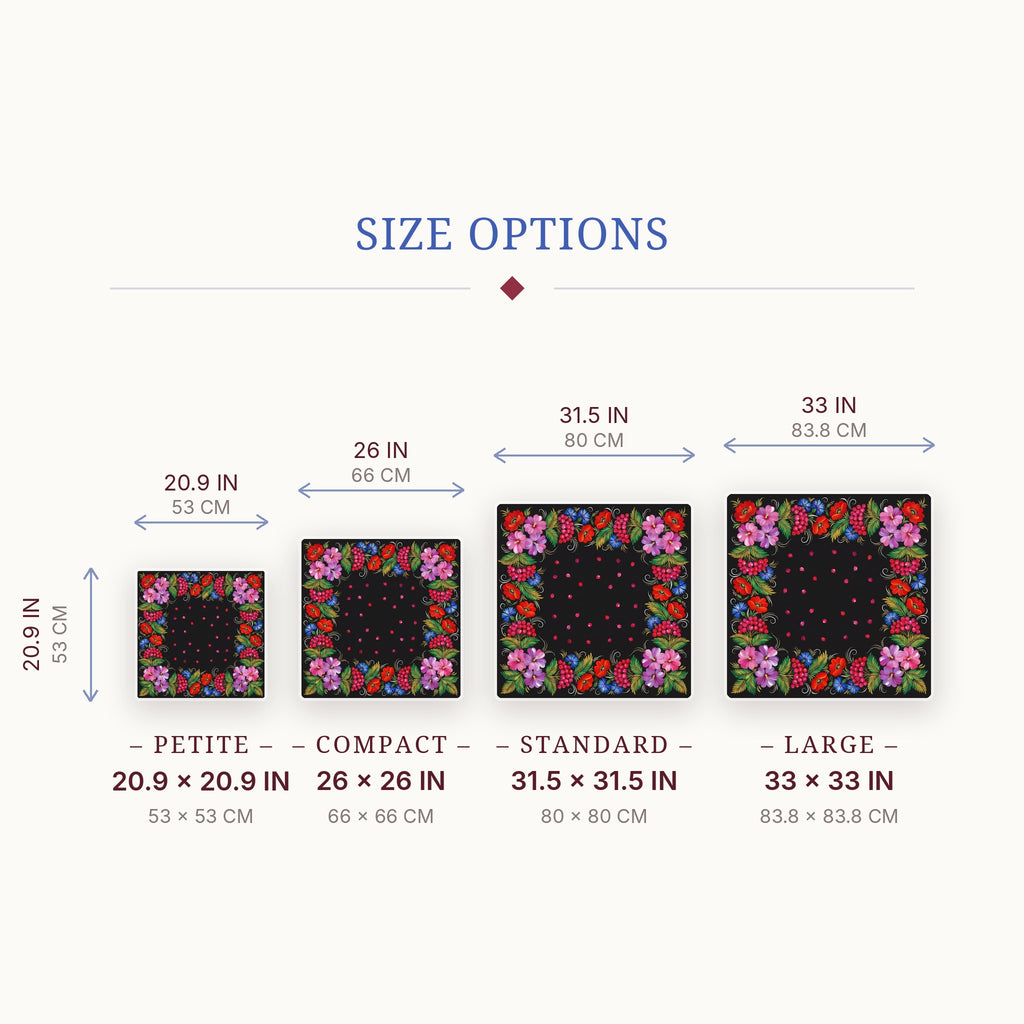 Petrykivka Berry Mahjong Mat — size guide