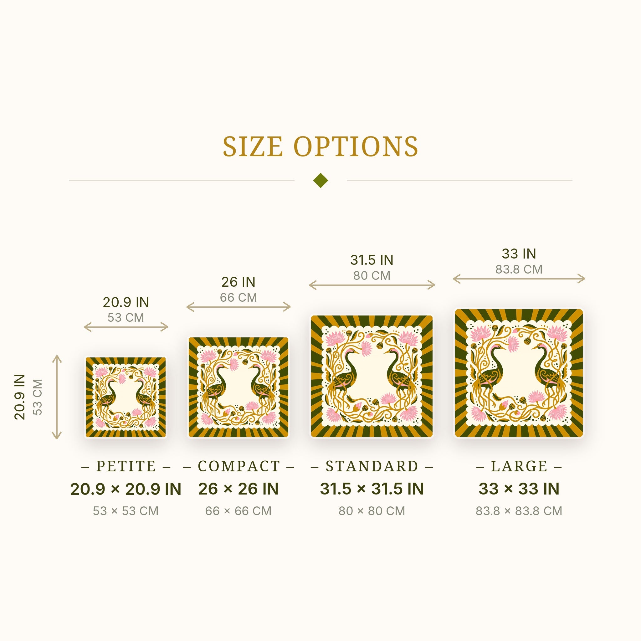 Crane Lotus Mahjong Mat — size guide