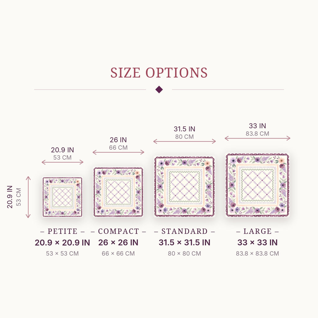 Lilac Scallop Mahjong Mat — size guide