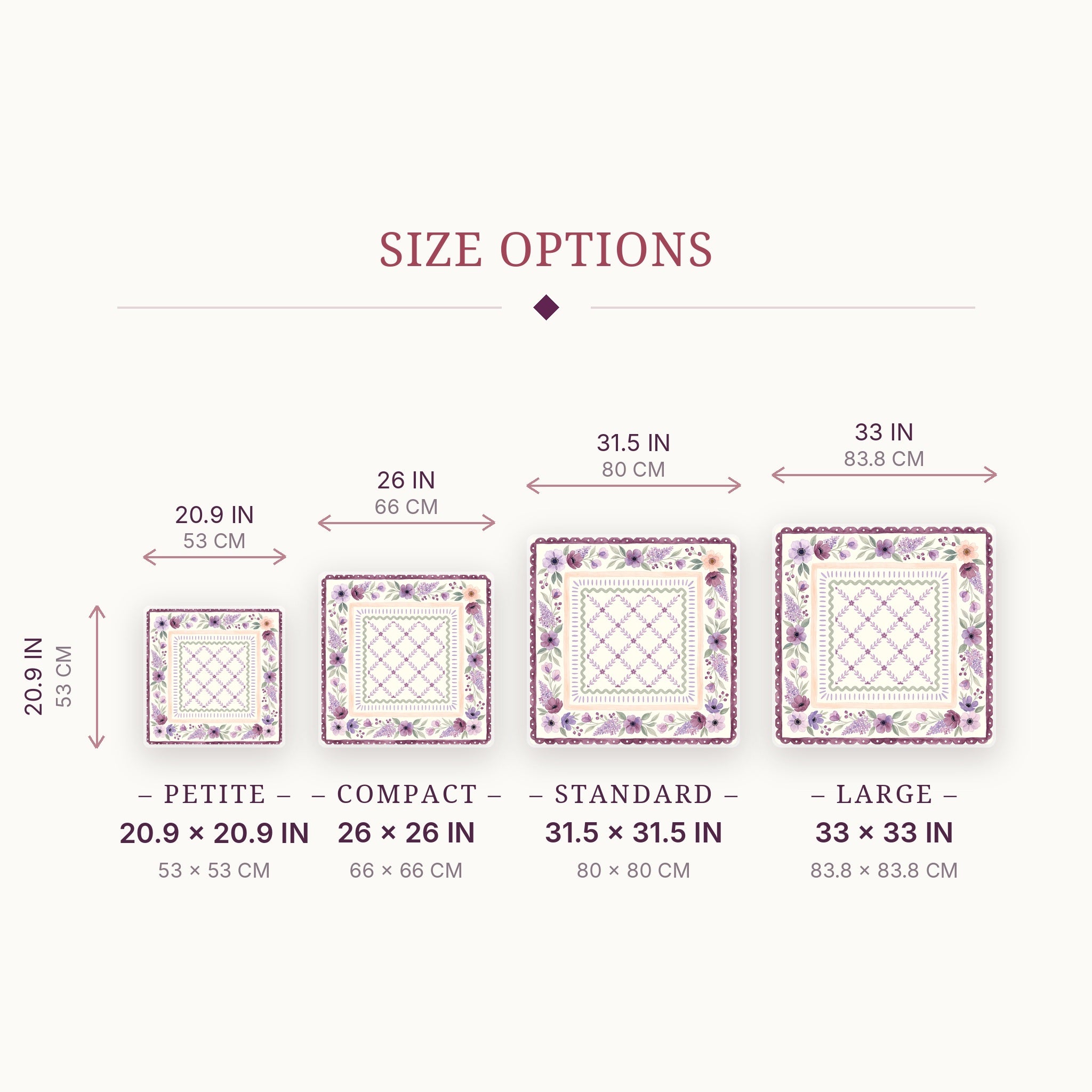 Lilac Scallop Mahjong Mat — size guide