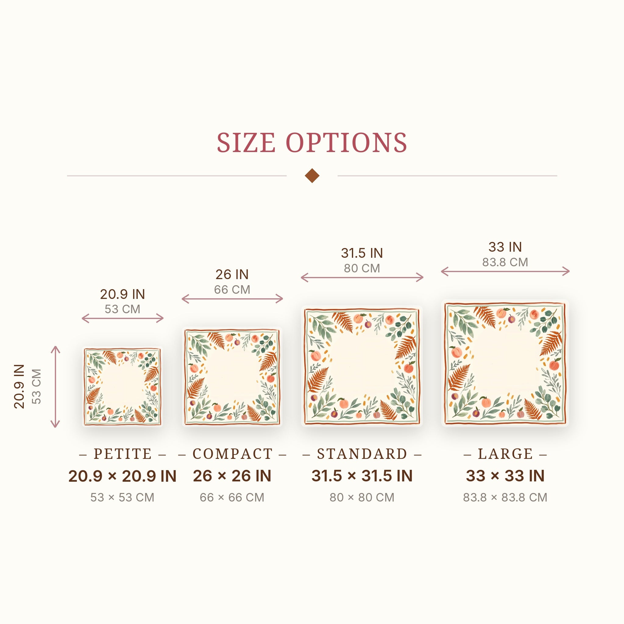 Peach Fern Mahjong Mat — size guide