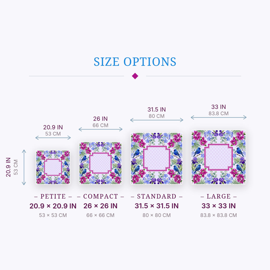 Iris Bluebird Mahjong Mat — size guide