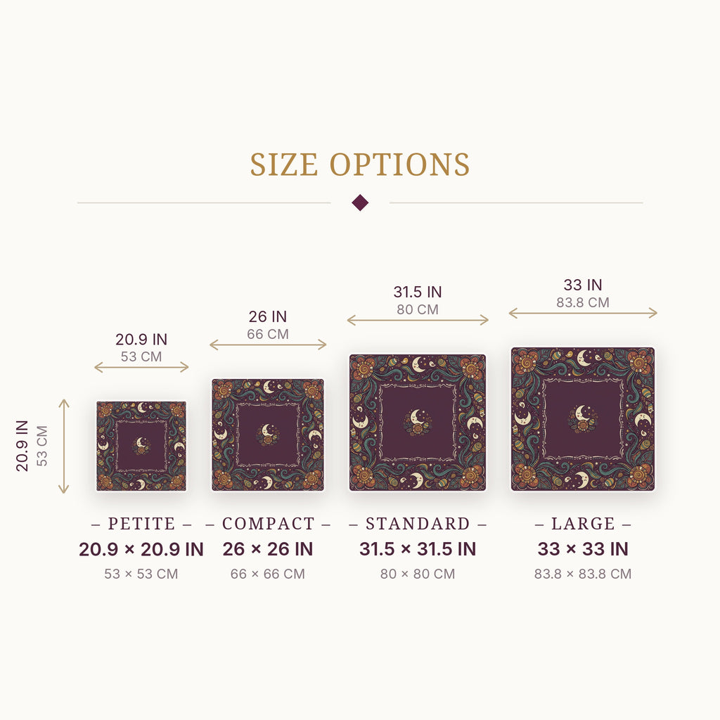 Whimsy Moon Garden Mahjong Mat — size guide