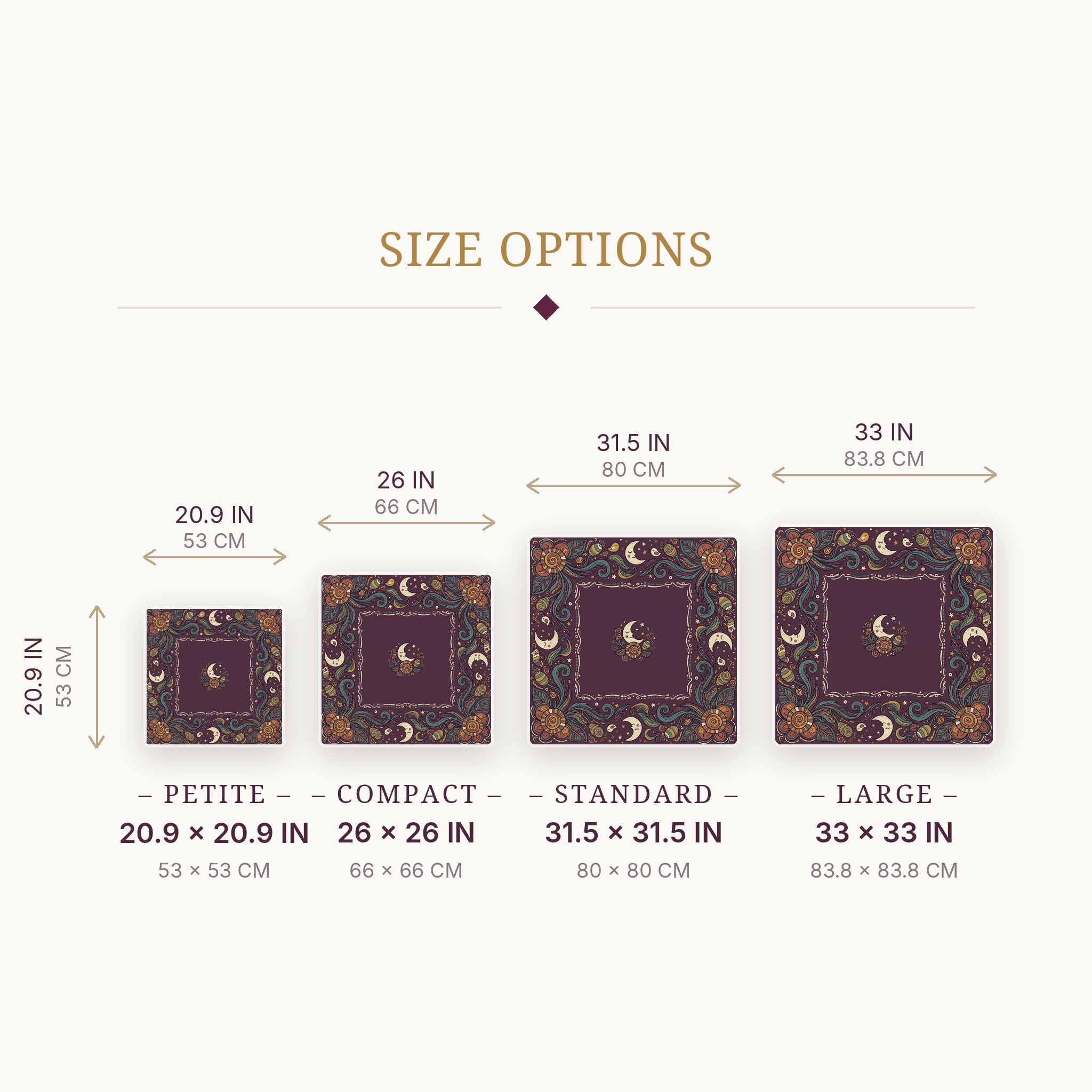 Whimsy Moon Garden Mahjong Mat — size guide