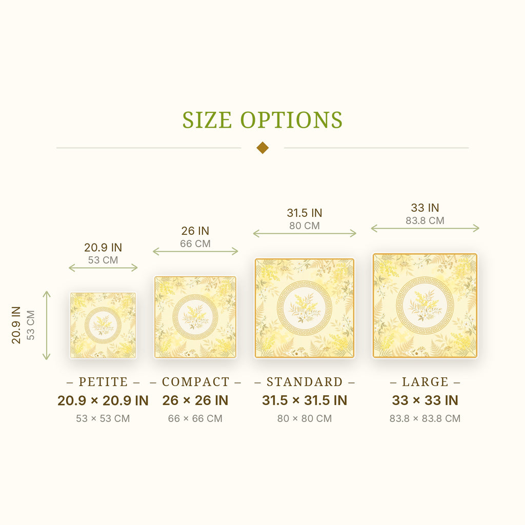 Mimosa Gold Mahjong Mat — size guide