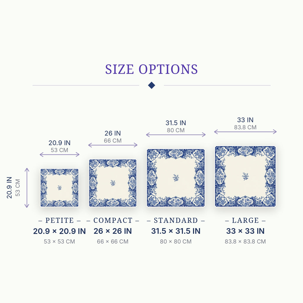 Delft Cartouche Mahjong Mat — size guide